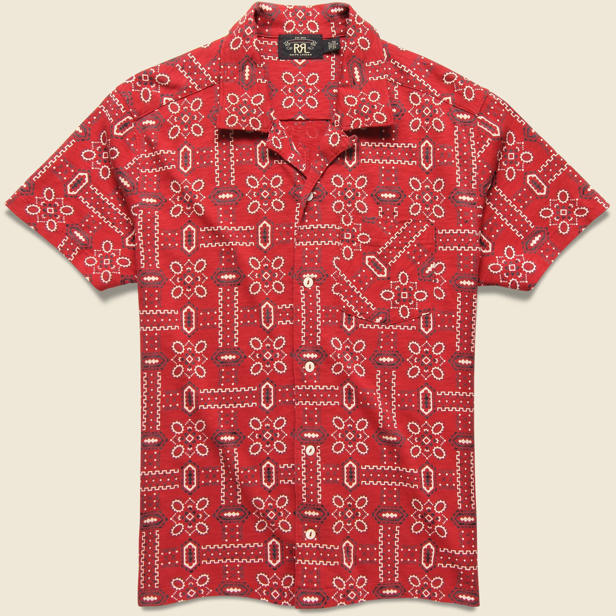 RRL, Bandana Print Knit Camp Shirt - Red/Multi