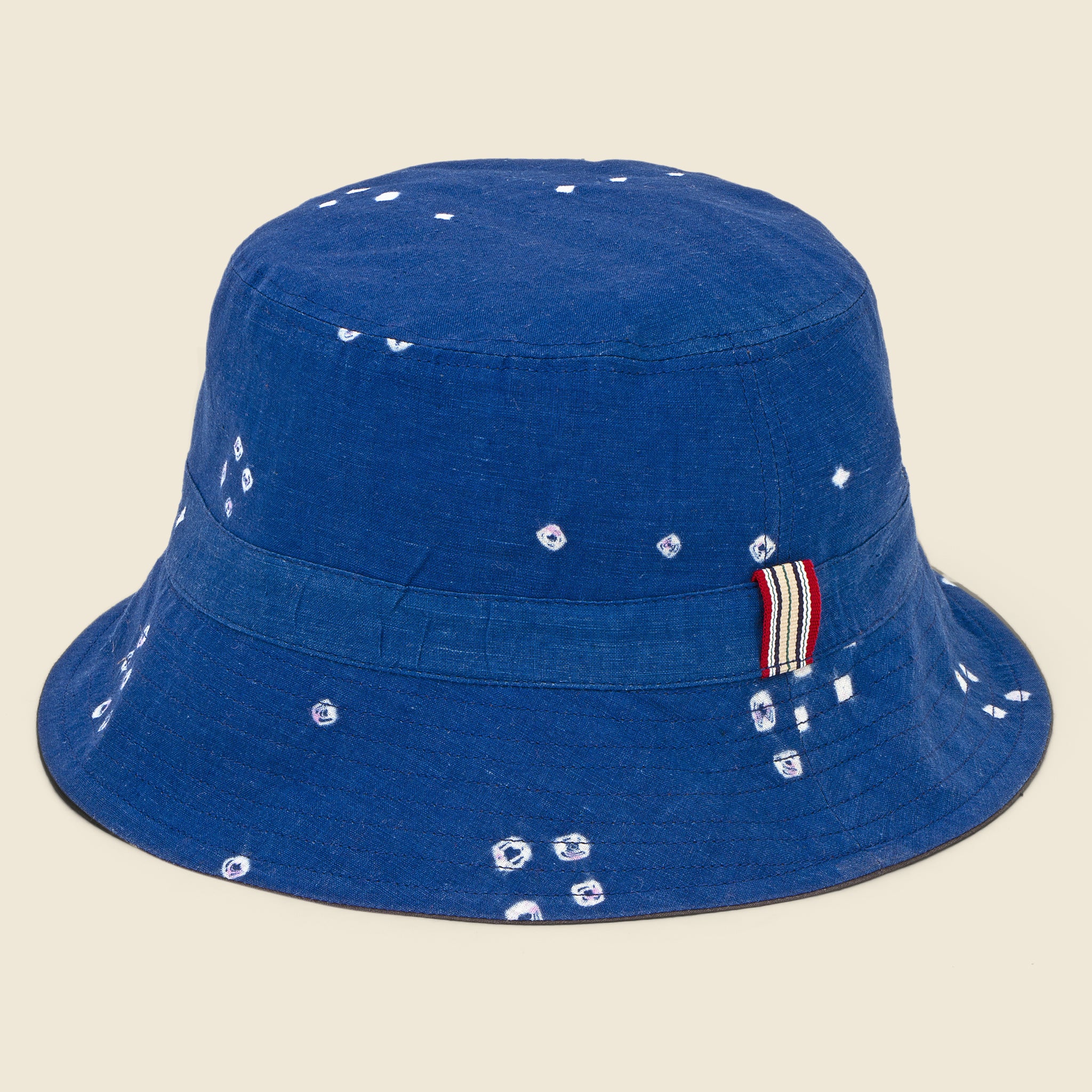 Kardo, Bandhani Reversible Bucket Hat - Indigo/Charcoal Dot