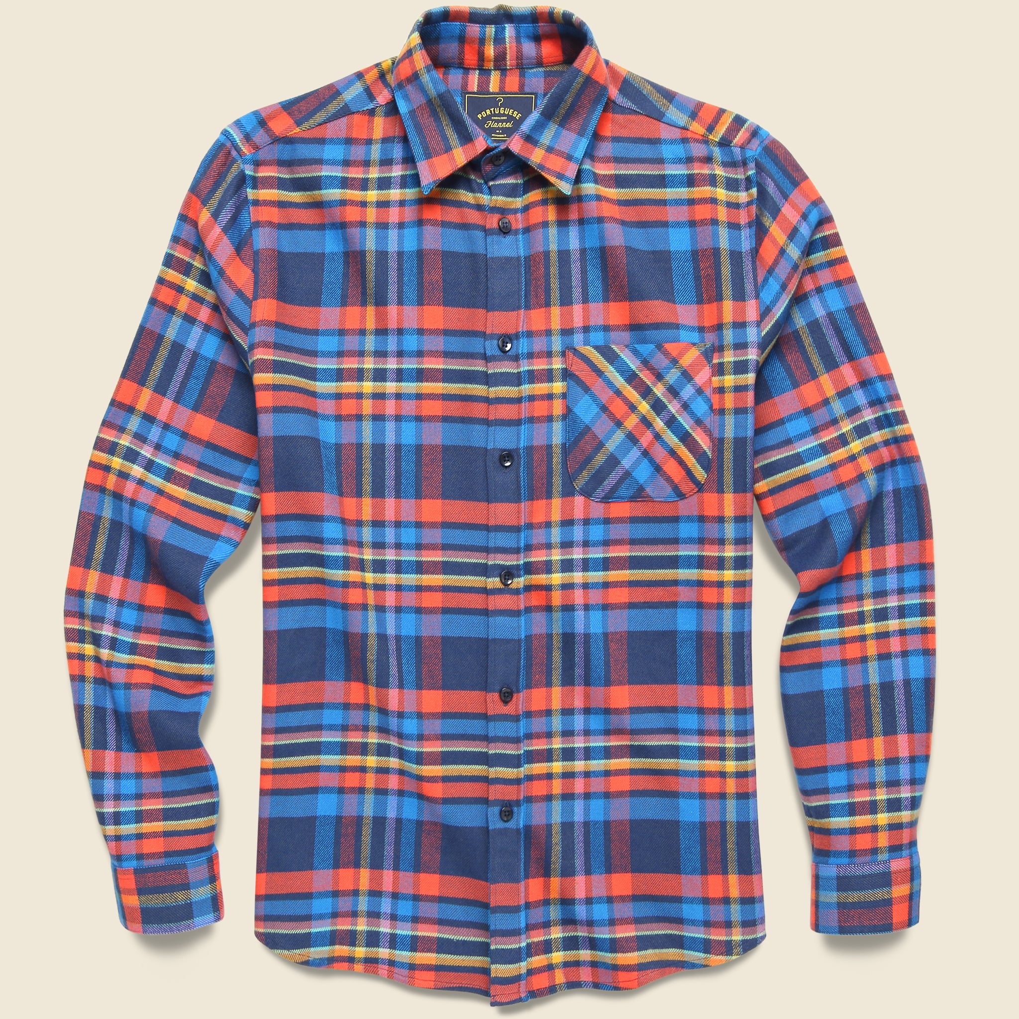 Portuguese Flannel, Basti Shirt - Blue/Orange