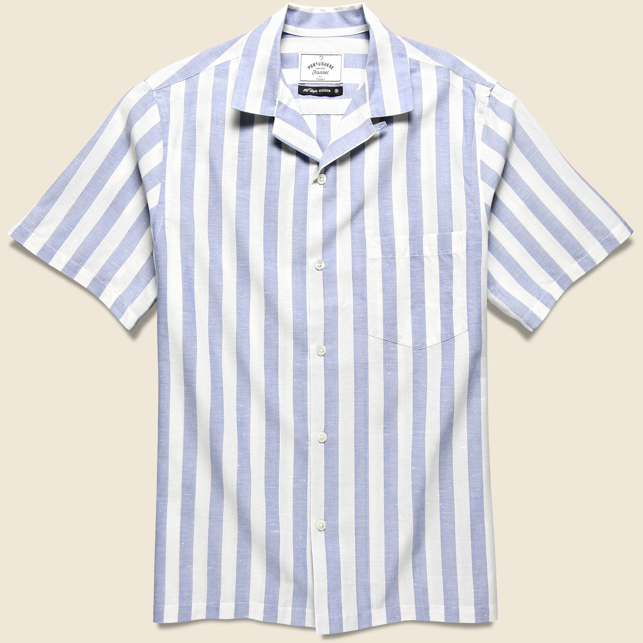 Portuguese Flannel, Bayon Donegal Stripe Shirt - Light Blue/White