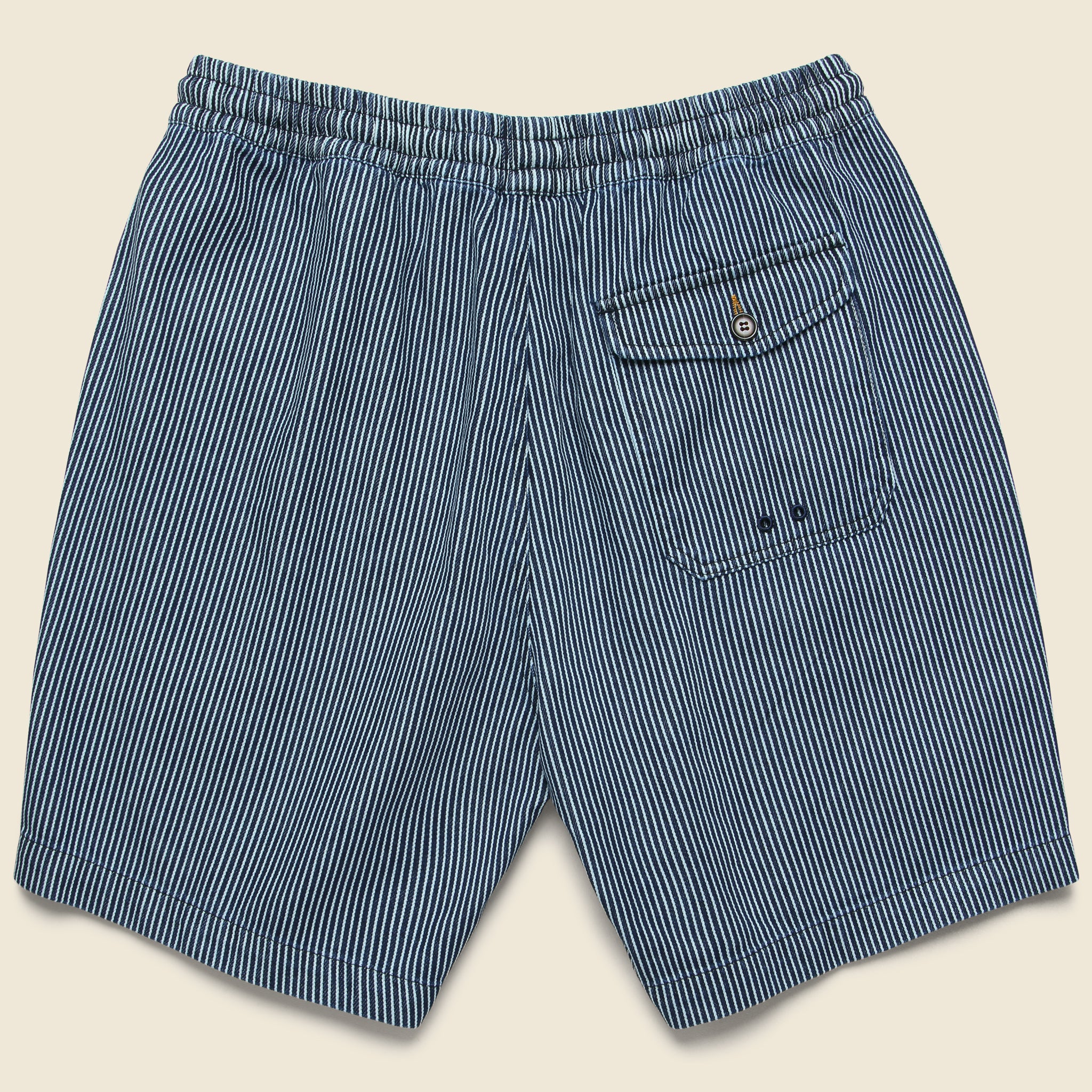 Universal Works, Beach Short - Hickory Stripe Indigo