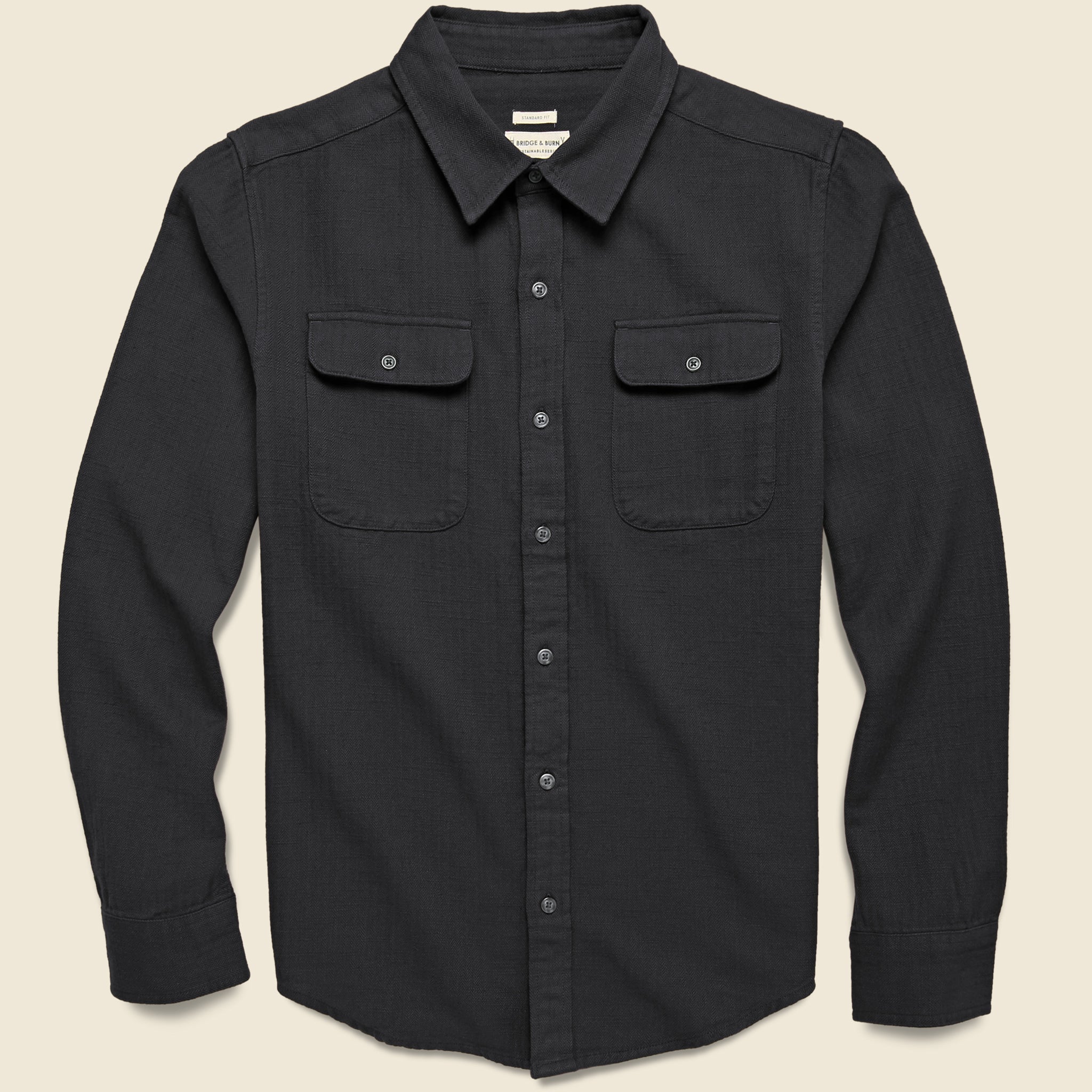 Bridge & Burn, Bedford Flannel - Black Herringbone