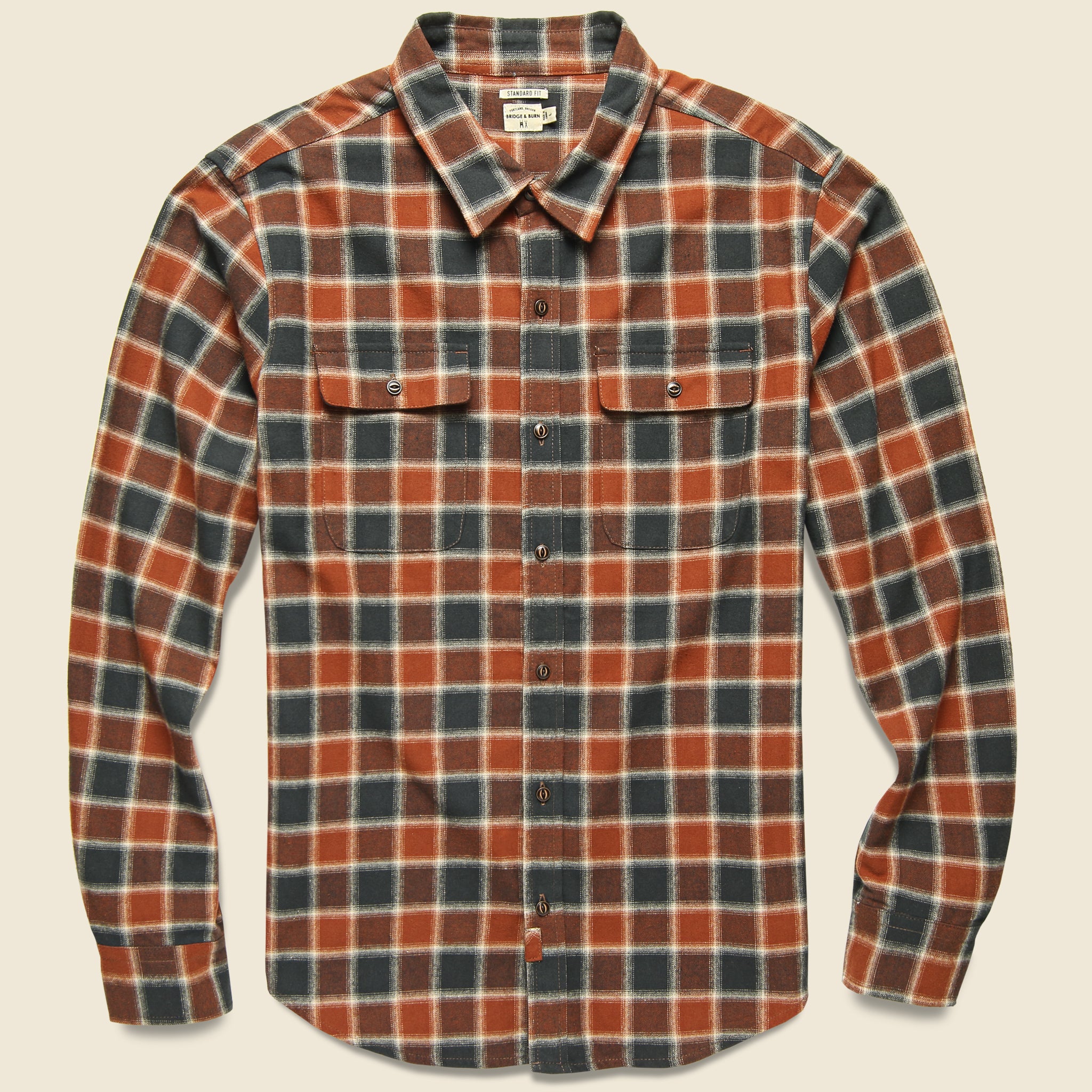 Bridge & Burn, Bedford Flannel - Rust Charcoal Plaid