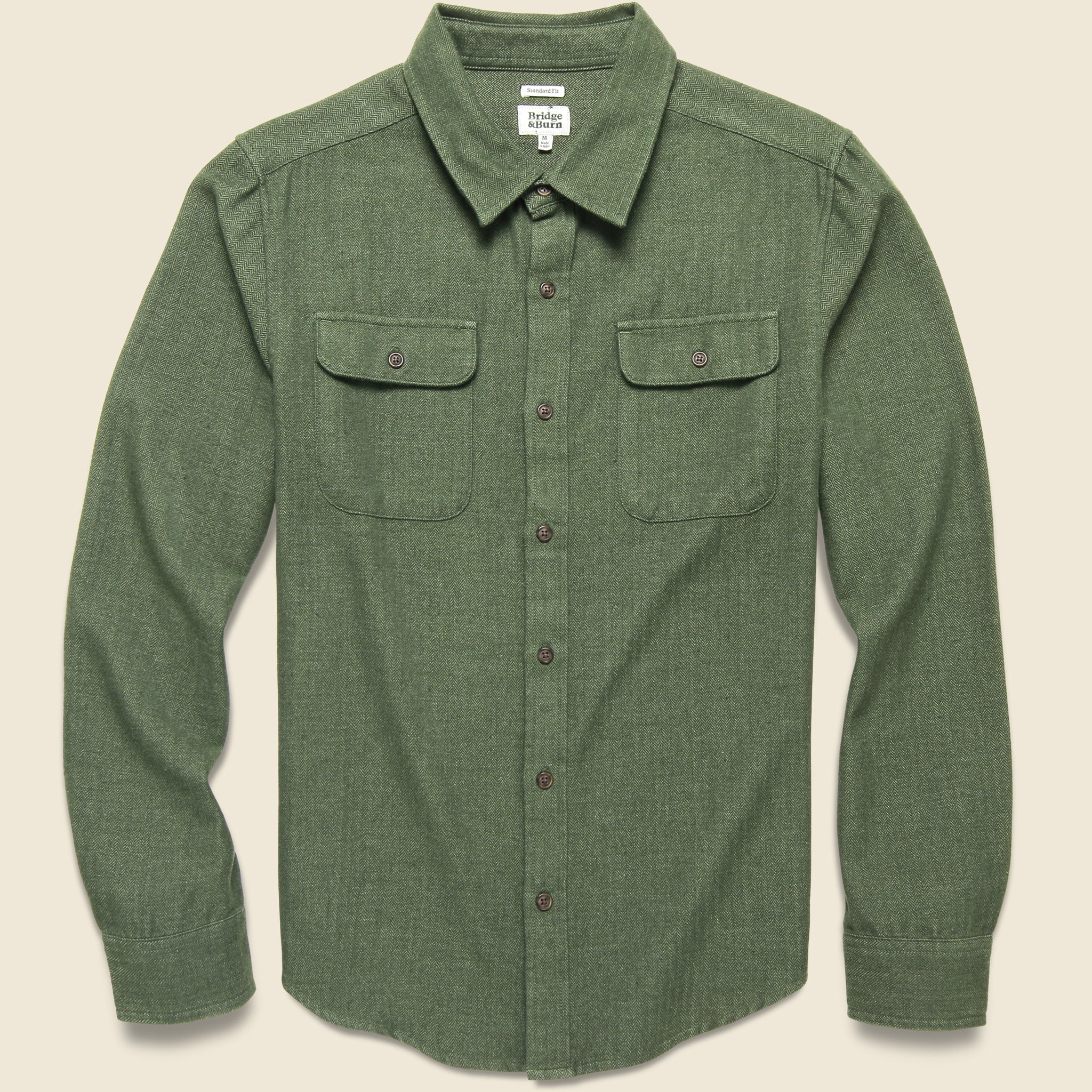 Bridge & Burn, Bedford Shirt - Forest Herringbone