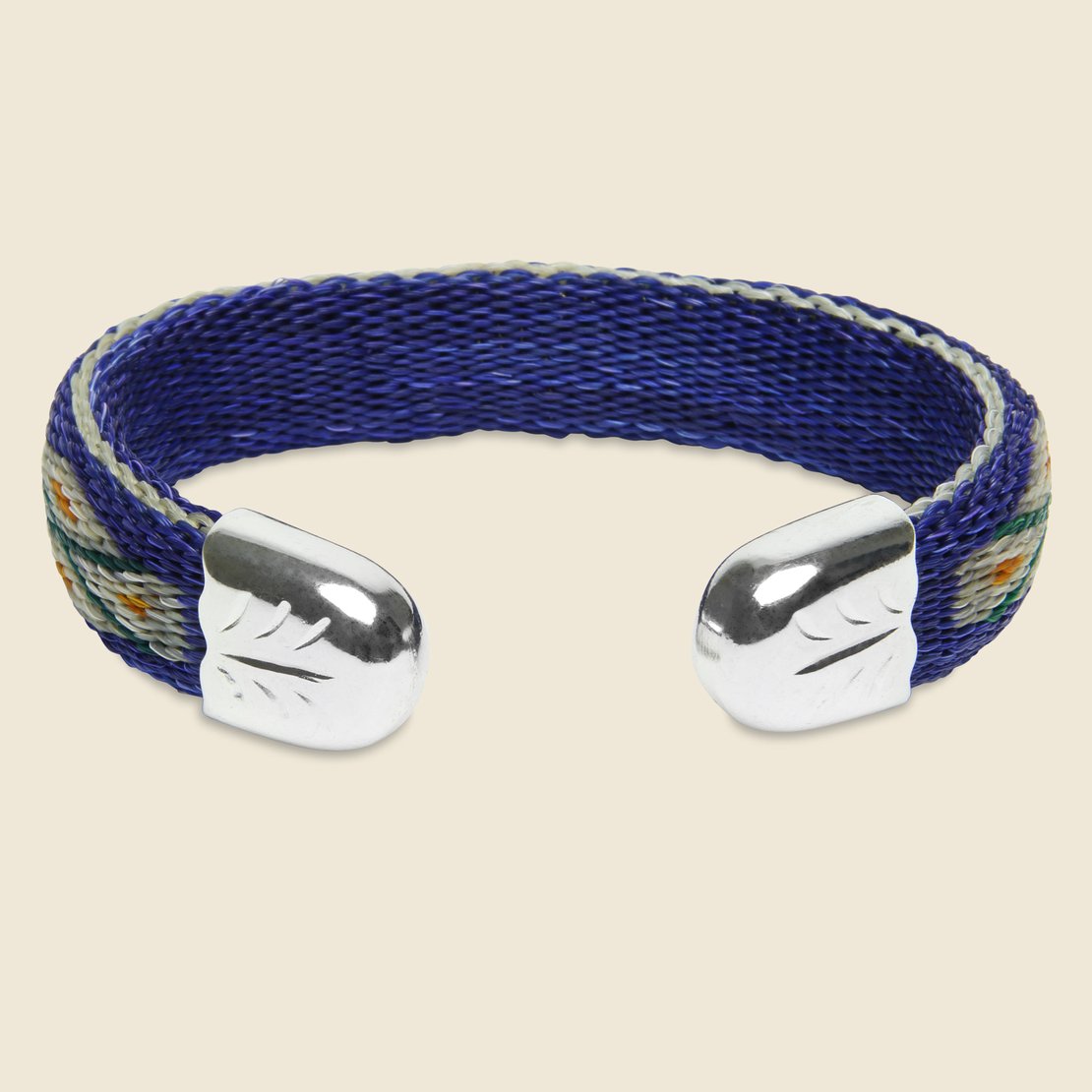 Chamula, Bendable Horsehair Bracelet - Blue/Orange/Green