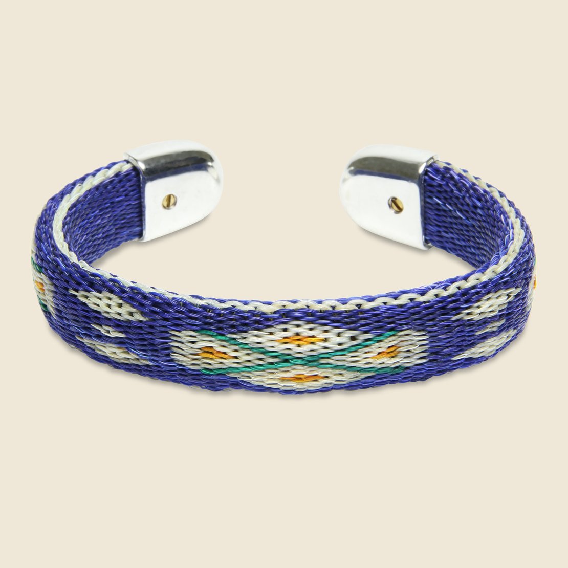 Chamula, Bendable Horsehair Bracelet - Blue/Orange/Green