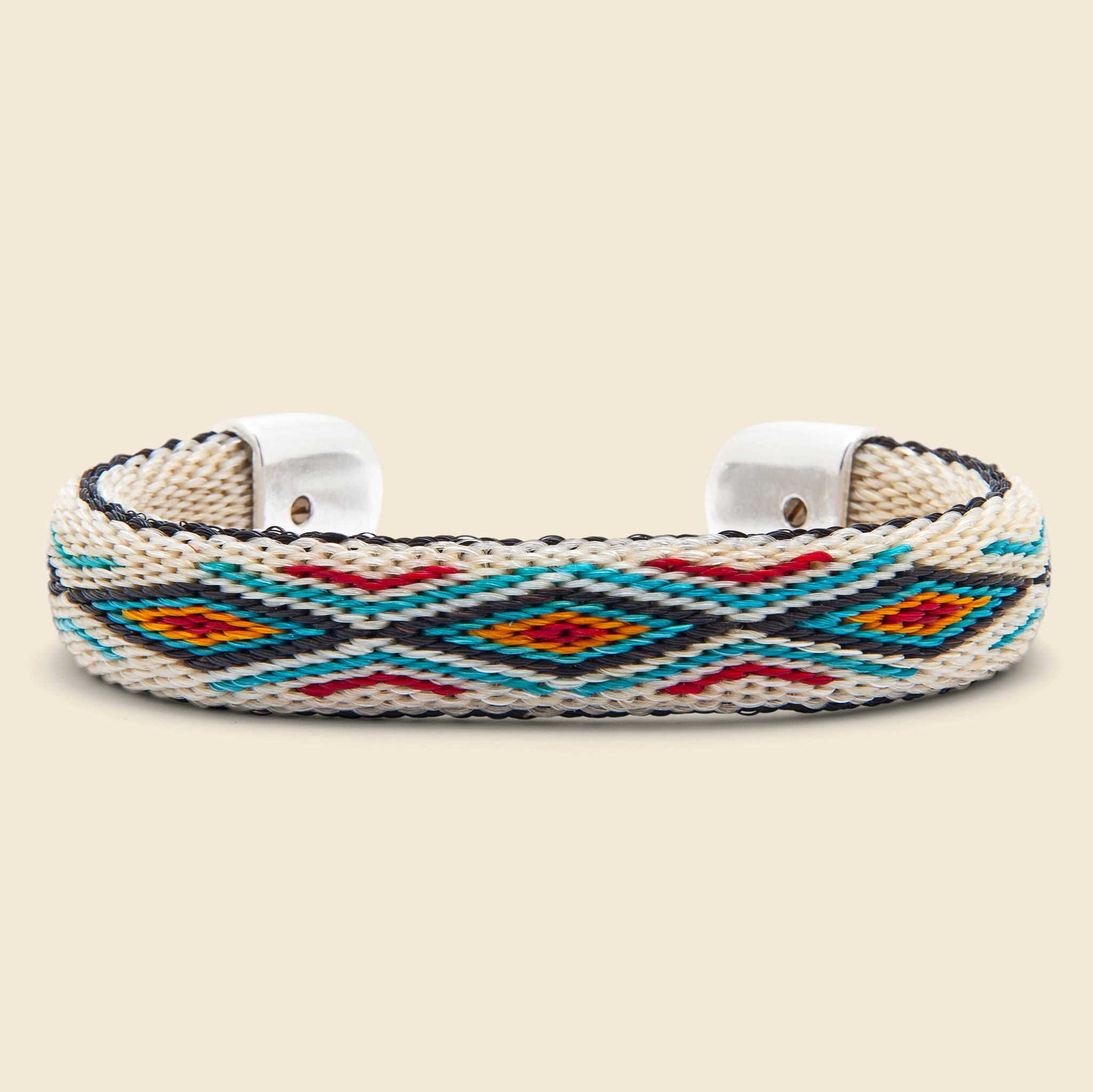 Chamula, Bendable Horsehair Bracelet - Ivory/Red/Blue