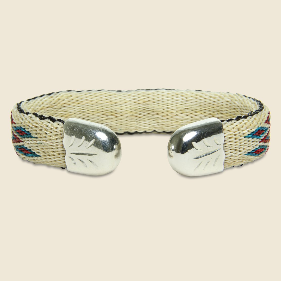 Chamula, Bendable Horsehair Bracelet - Ivory/Turquoise/Red