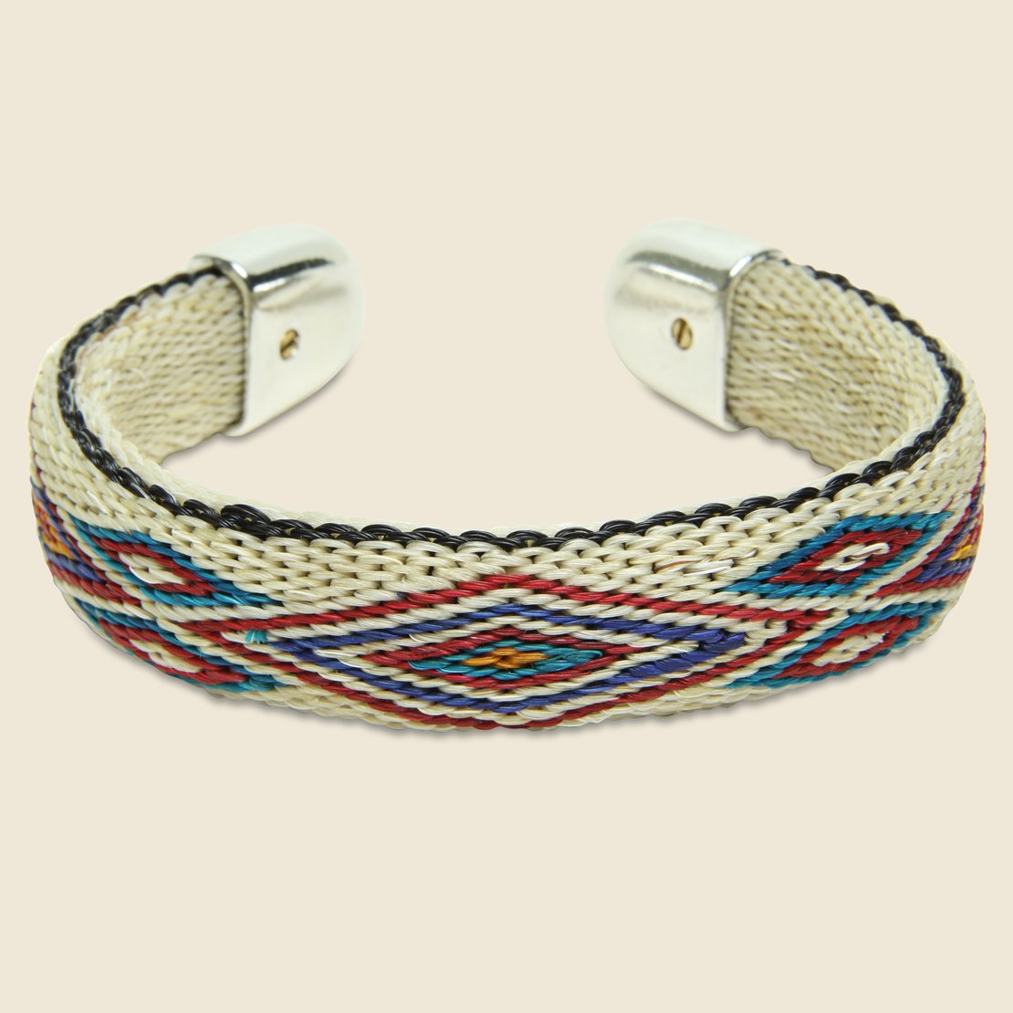 Chamula, Bendable Horsehair Bracelet - Ivory/Turquoise/Red