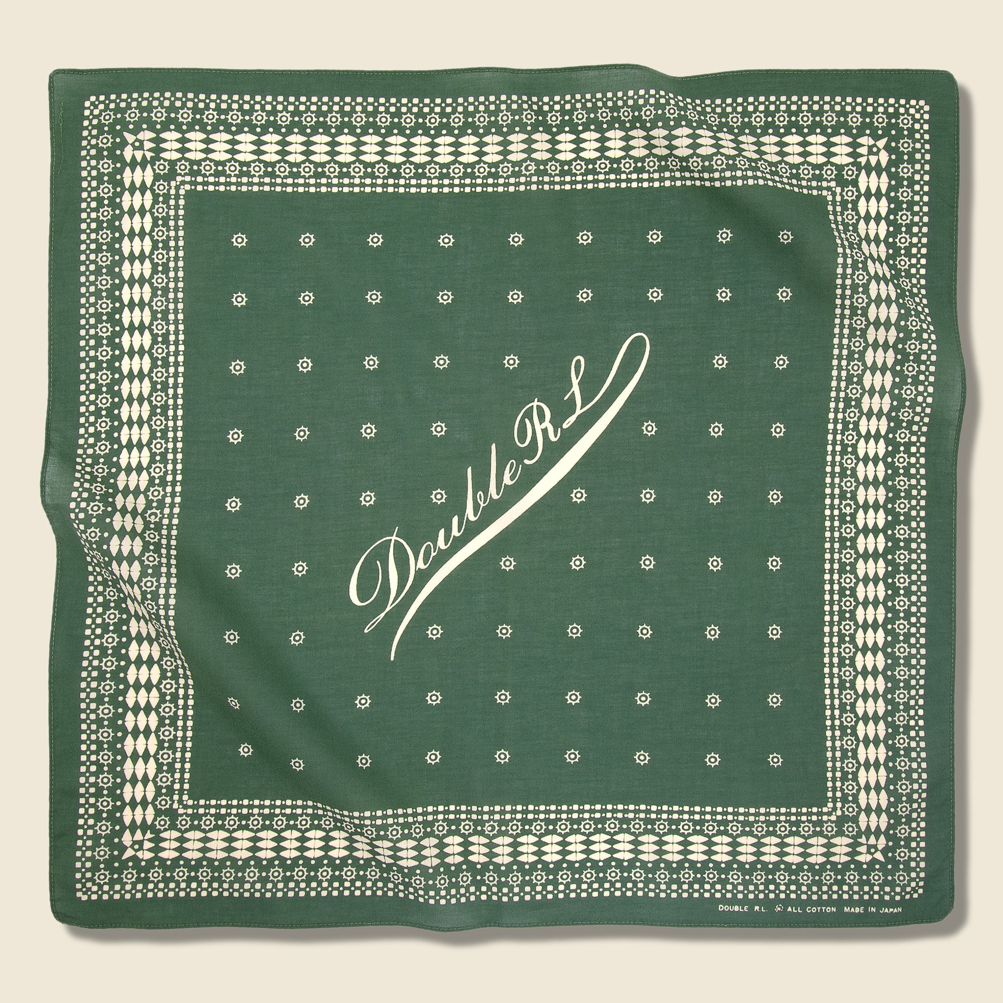 RRL, Benson Bandana - Faded Green/Cream