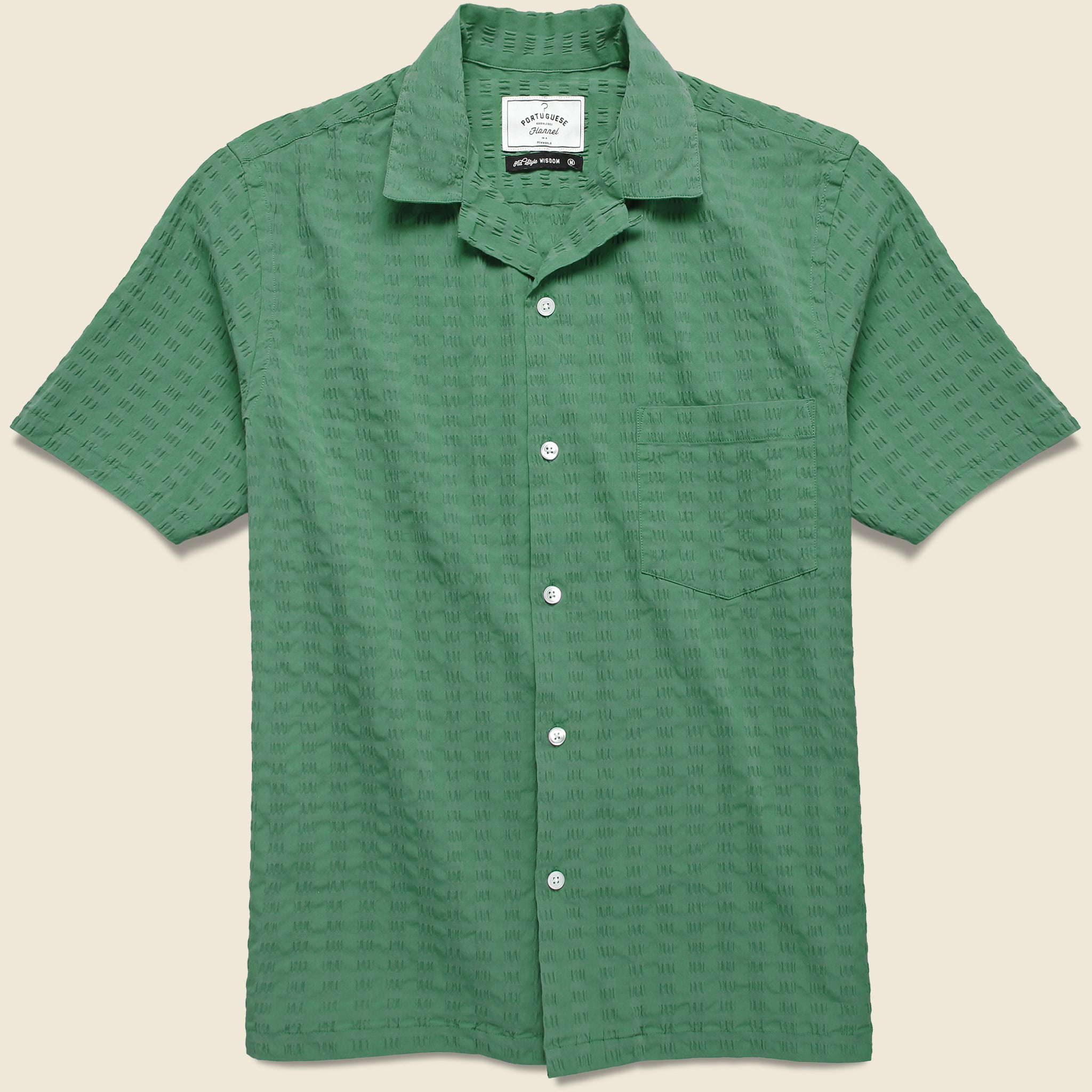 Portuguese Flannel, Big Square Seersucker Shirt - Green