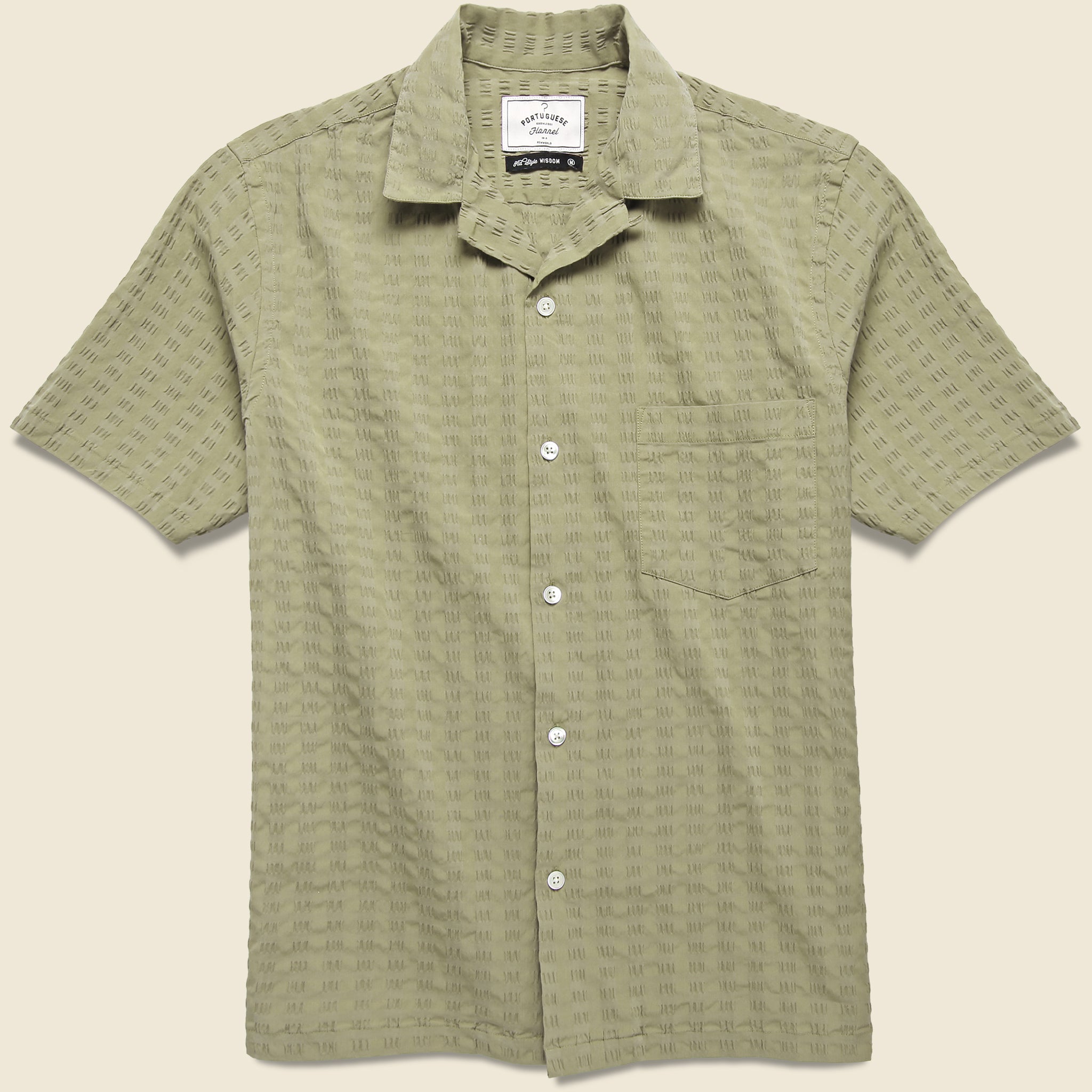 Portuguese Flannel, Big Square Seersucker Shirt - Khaki