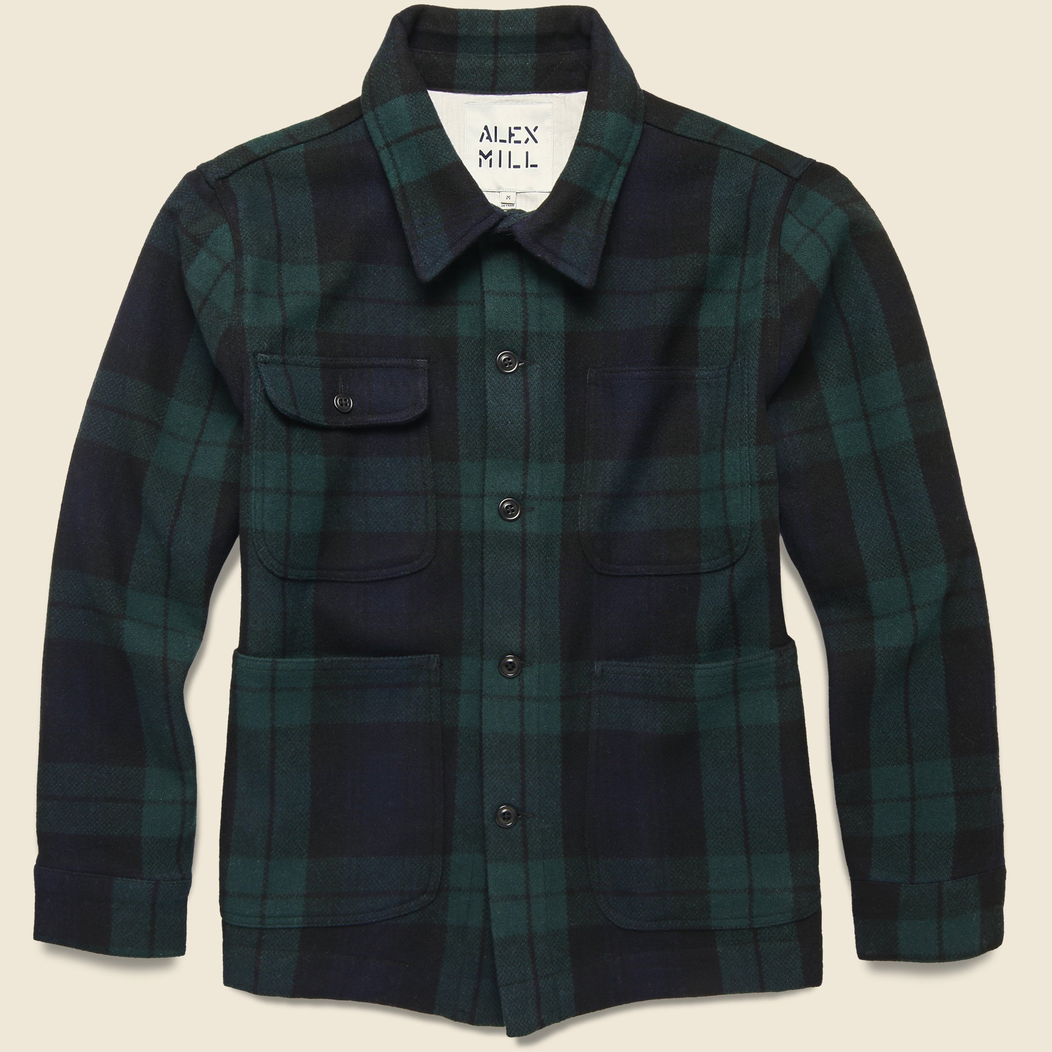 Alex Mill, Blackwatch Wool Chore Jacket - Black/Green