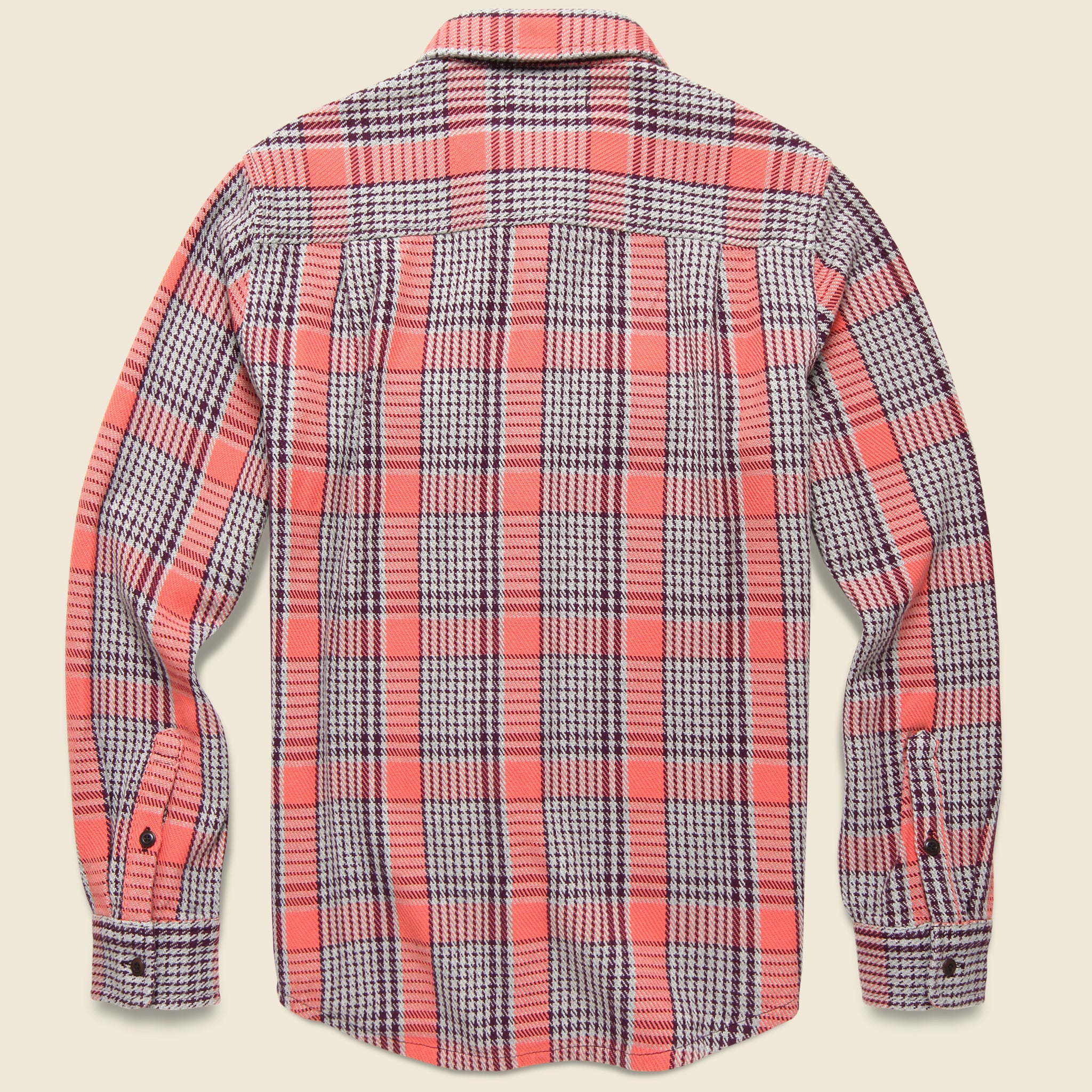 Outerknown, Blanket Shirt - Bright Coral Graph Plaid