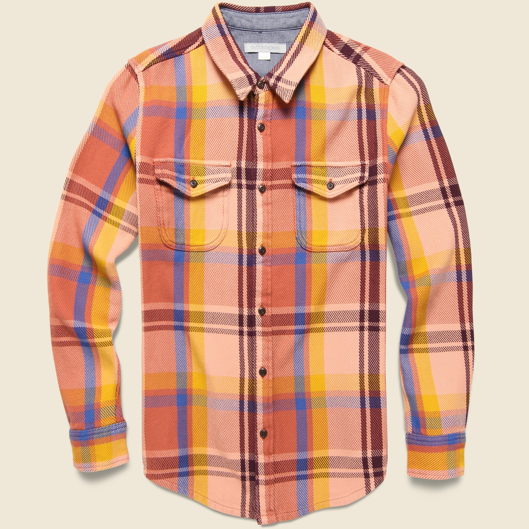 Outerknown, Blanket Shirt - Coral Mav Plaid