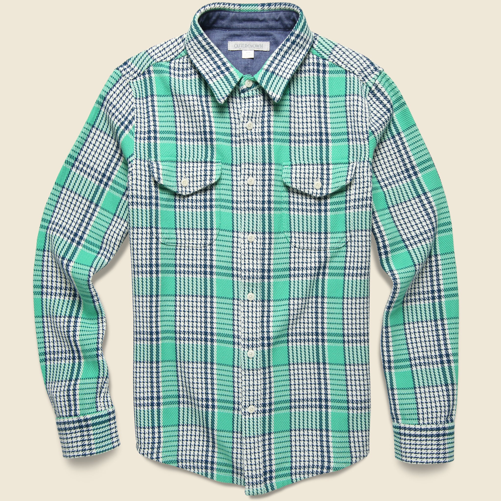 Outerknown, Blanket Shirt - Sea Green Graph Plaid