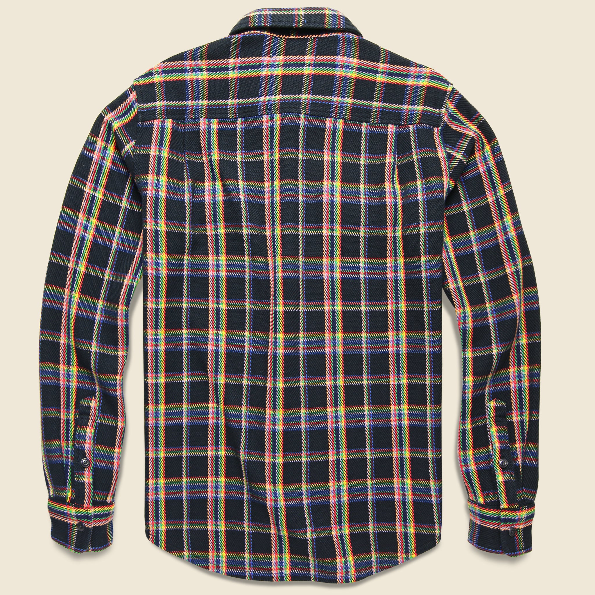 Outerknown, Blanket Shirt - True Black Rainbow Plaid