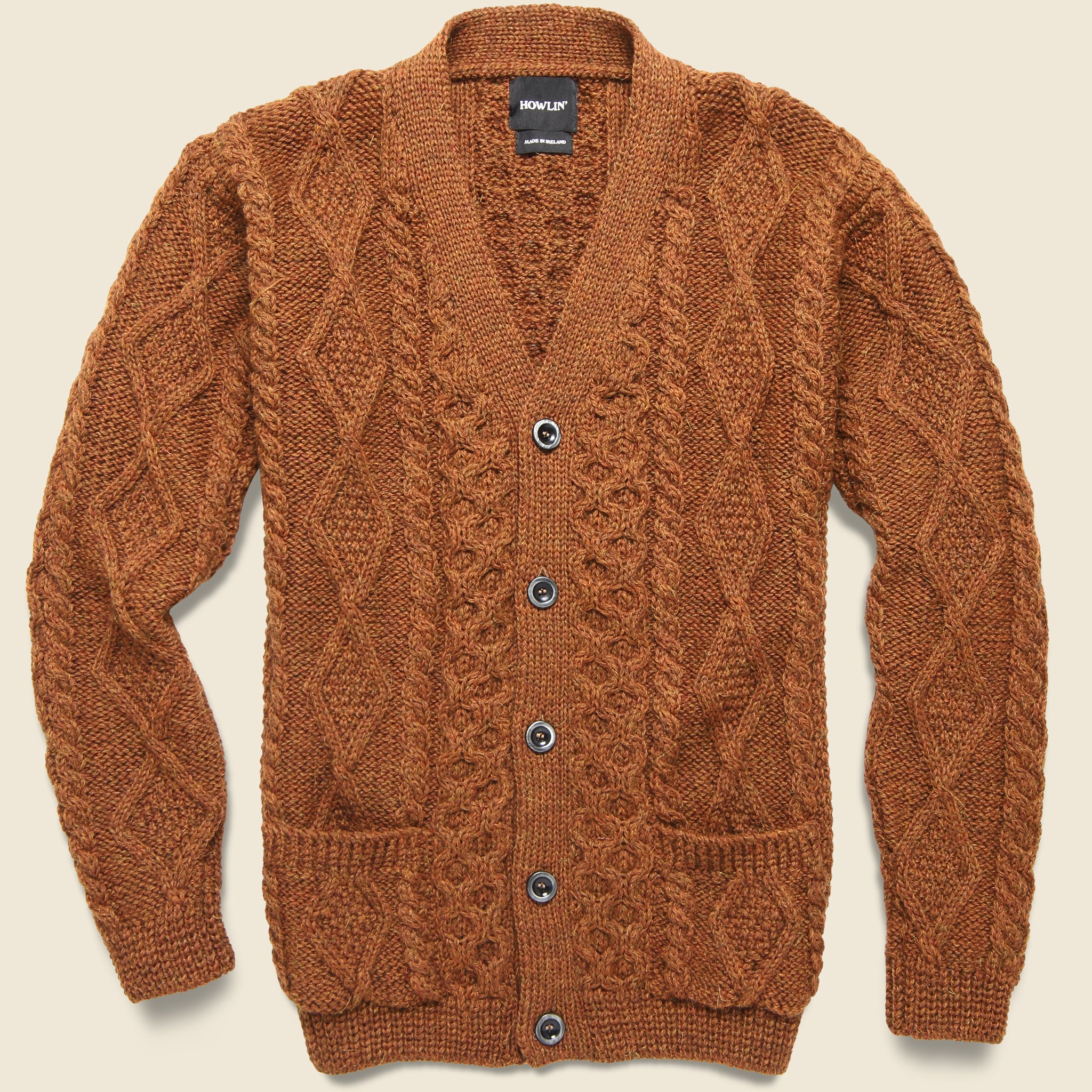 Howlin, Blind Flowers Aran Cardigan - Cinnamon