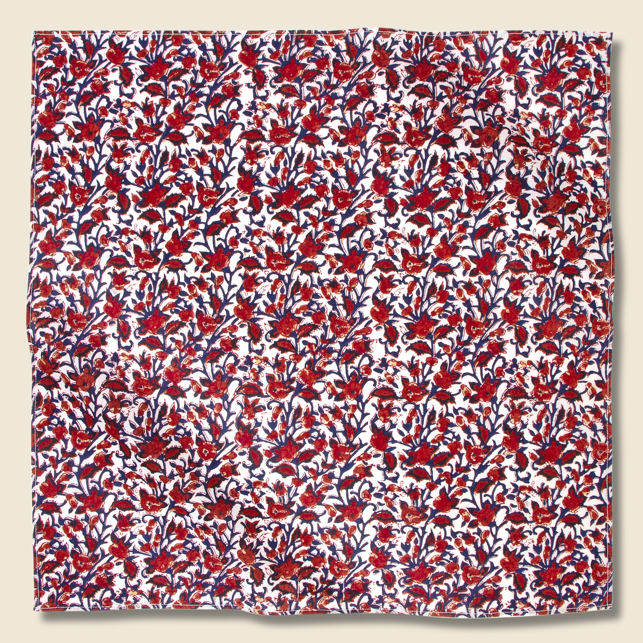 Kardo, Block Print Floral Bandana - Red/Blue