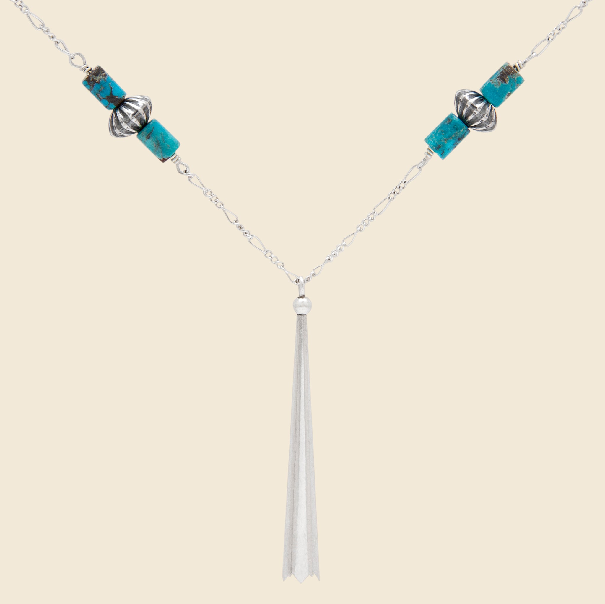 DINEH, Bolo Tip Necklace - Sterling Silver/Turquoise