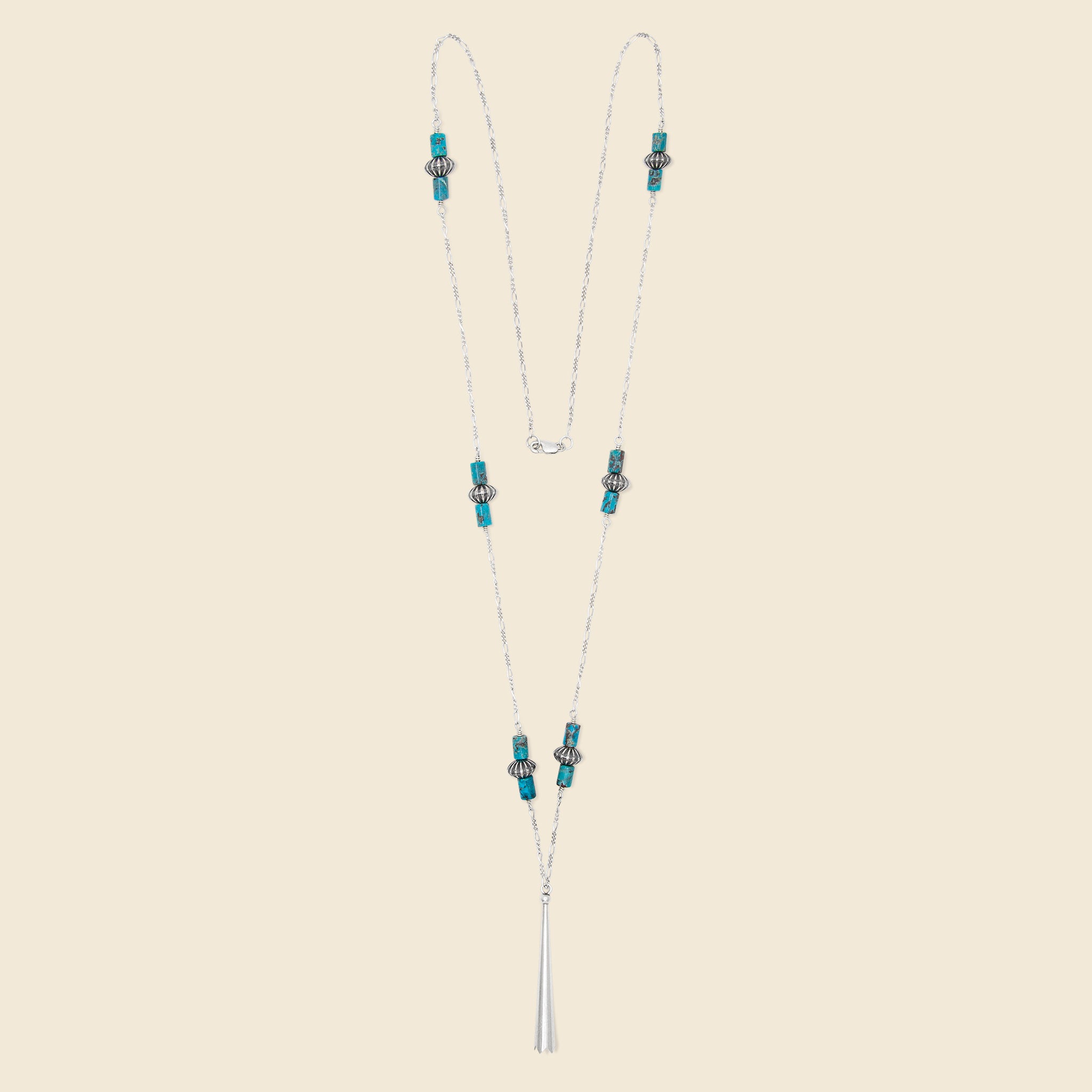 DINEH, Bolo Tip Necklace - Sterling Silver/Turquoise