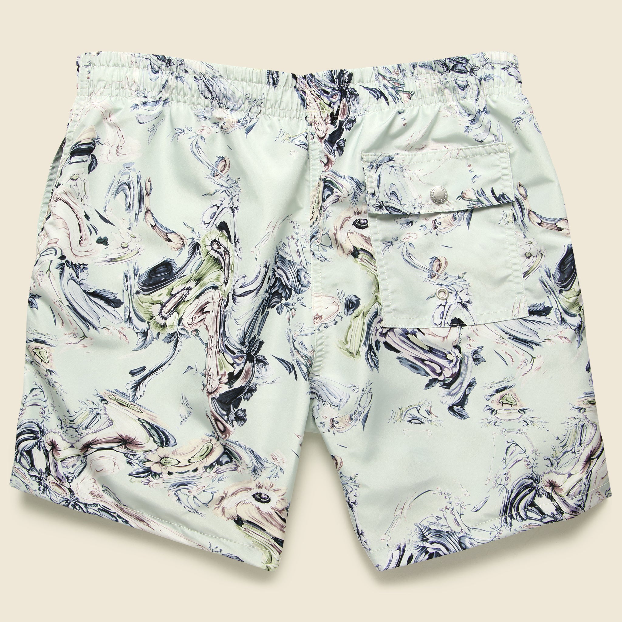 Bather, Bouquet Marble Swim Trunk - Pistachio