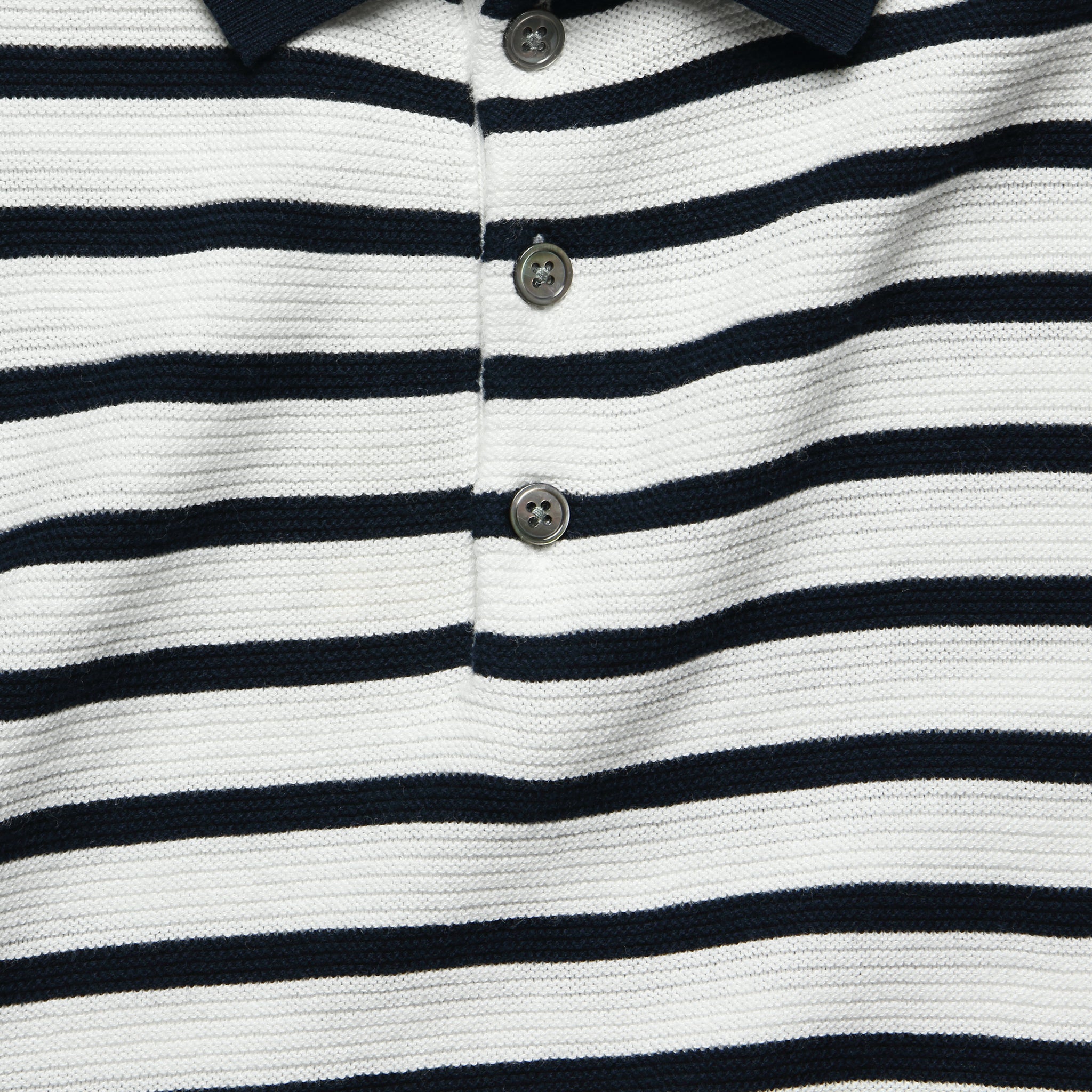 Barque, Breton Stripe Sweater Polo - Navy