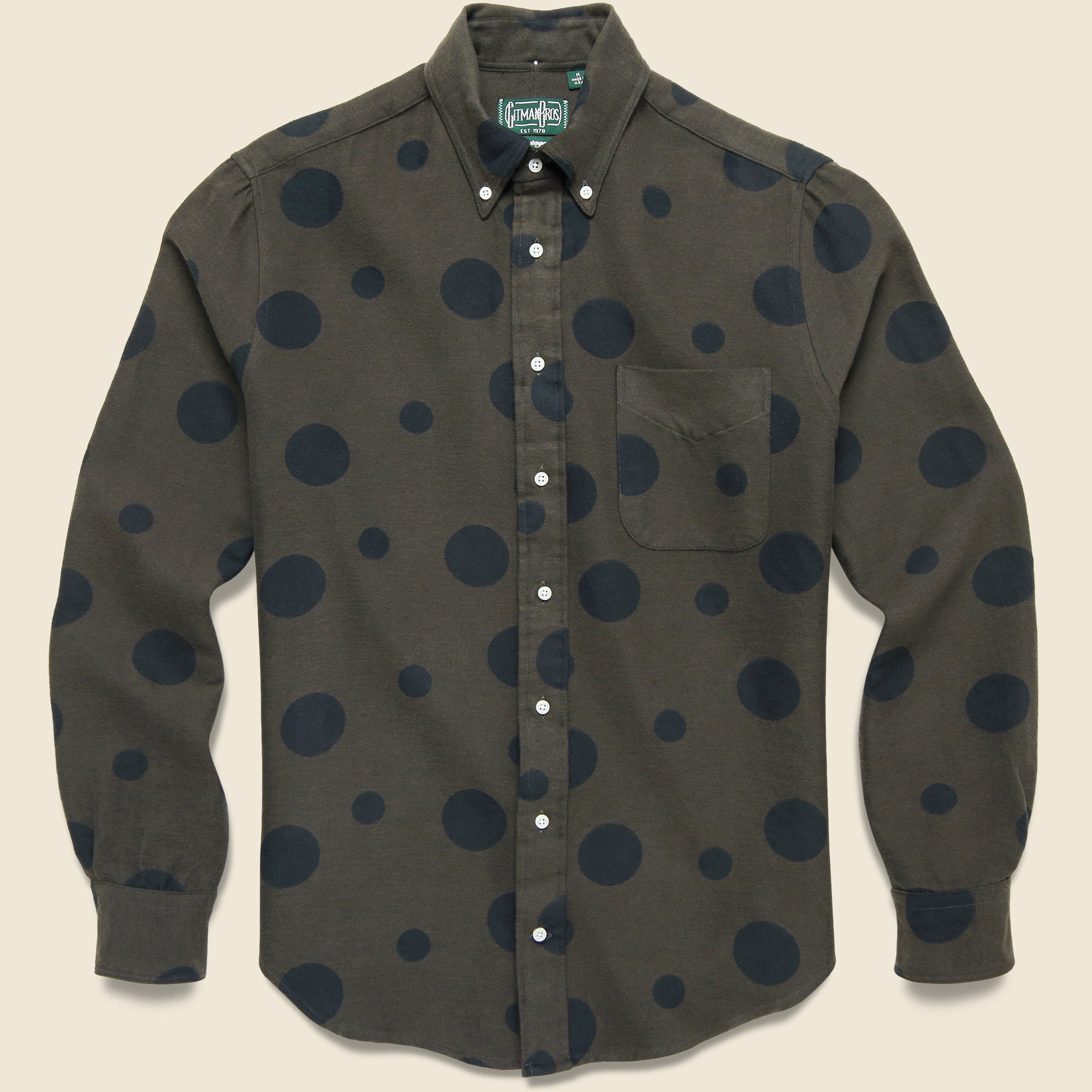 Gitman Vintage, Brushed Dot Jacquard Shirt - Olive