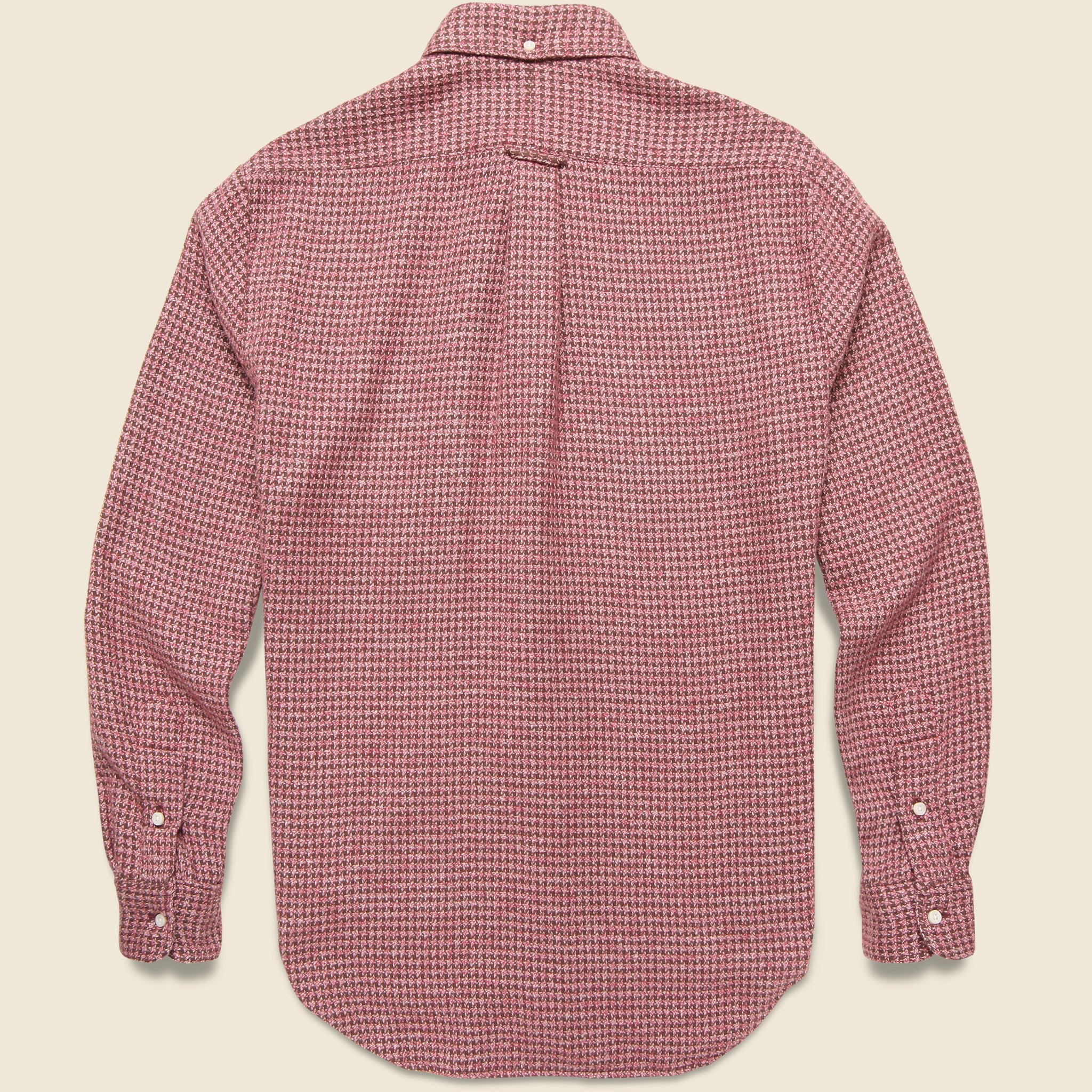 Gitman Vintage, Brushed Houndstooth Flannel Shirt - Burgundy