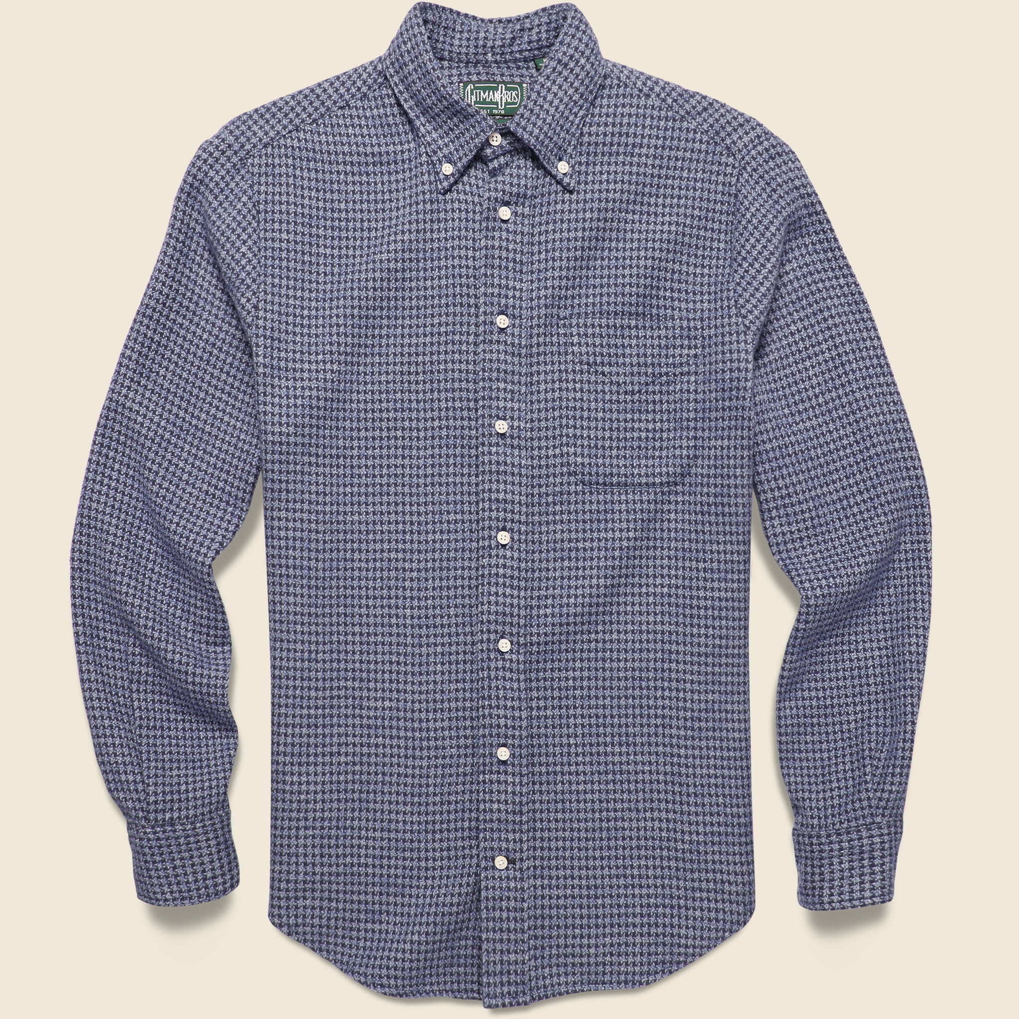 Gitman Vintage, Brushed Houndstooth Flannel Shirt - Navy