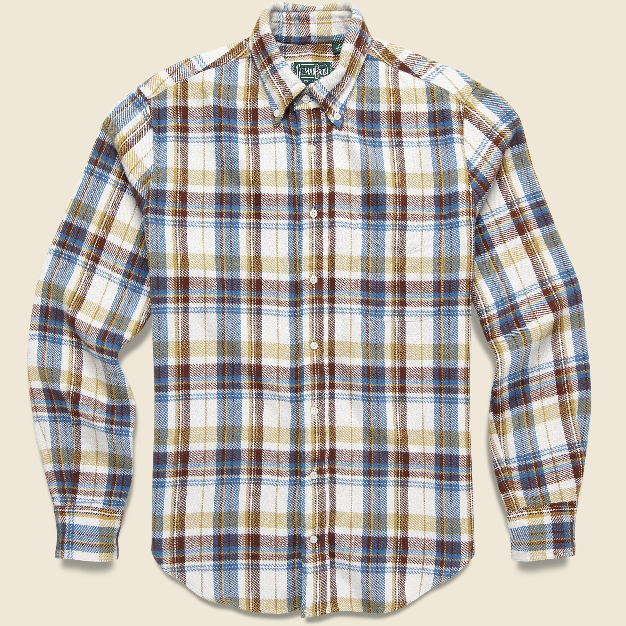 Gitman Vintage, Brushed Triple Yarn Flannel - White