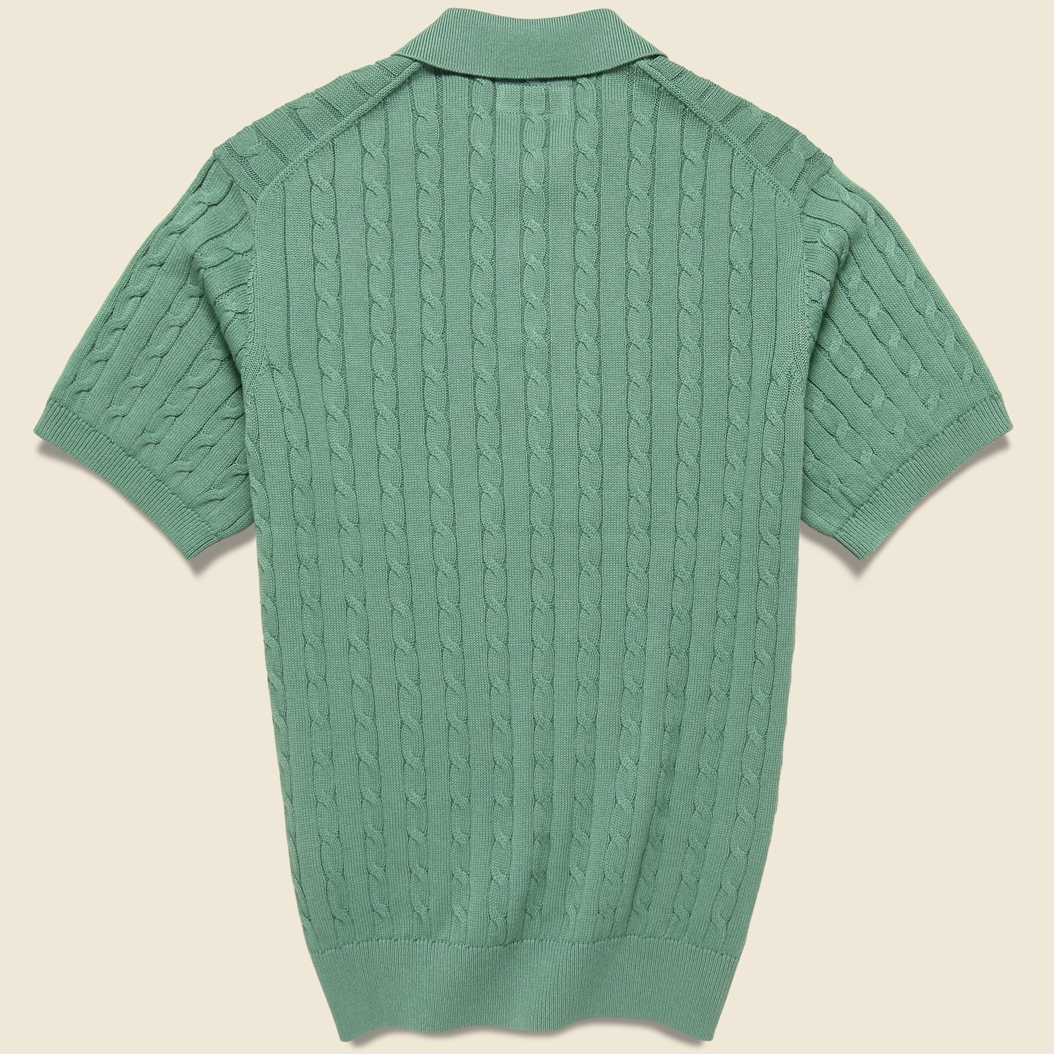 BEAMS+, Cable Knit Polo - Green