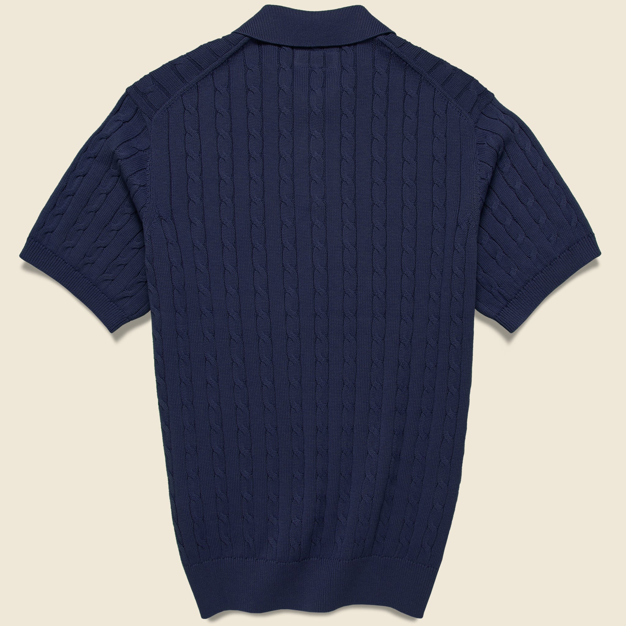 BEAMS+, Cable Knit Polo - Navy