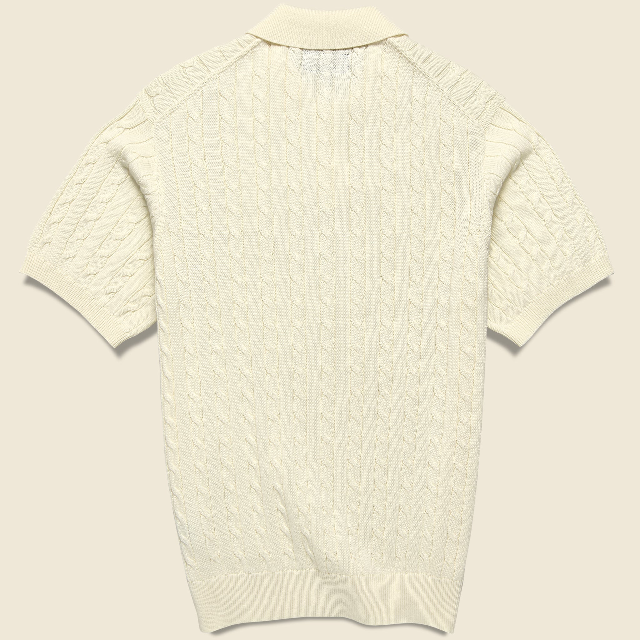 BEAMS+, Cable Knit Polo - White