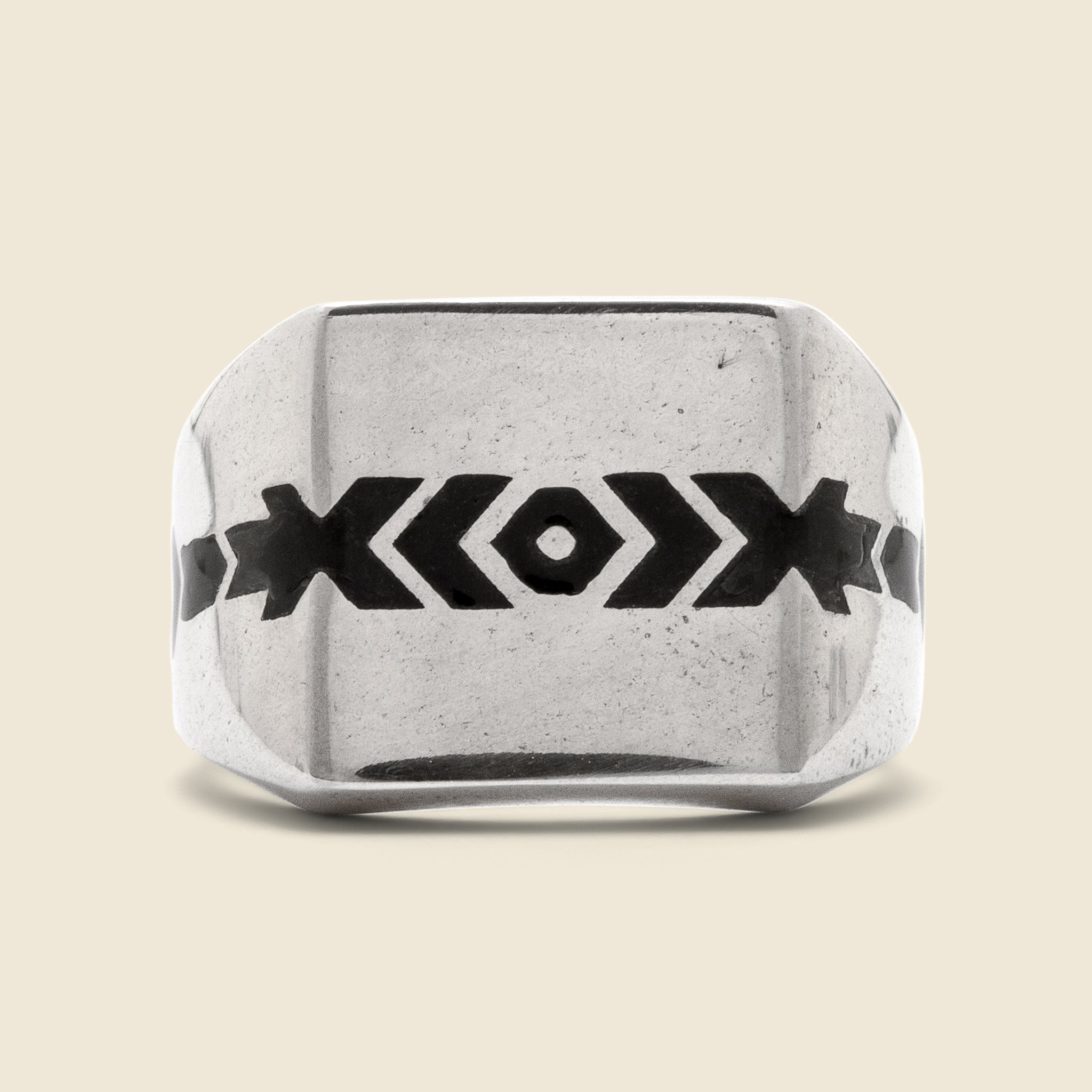 Jason LeCompte Jewelry, California Geometric Inlay Ring - Black Enamel