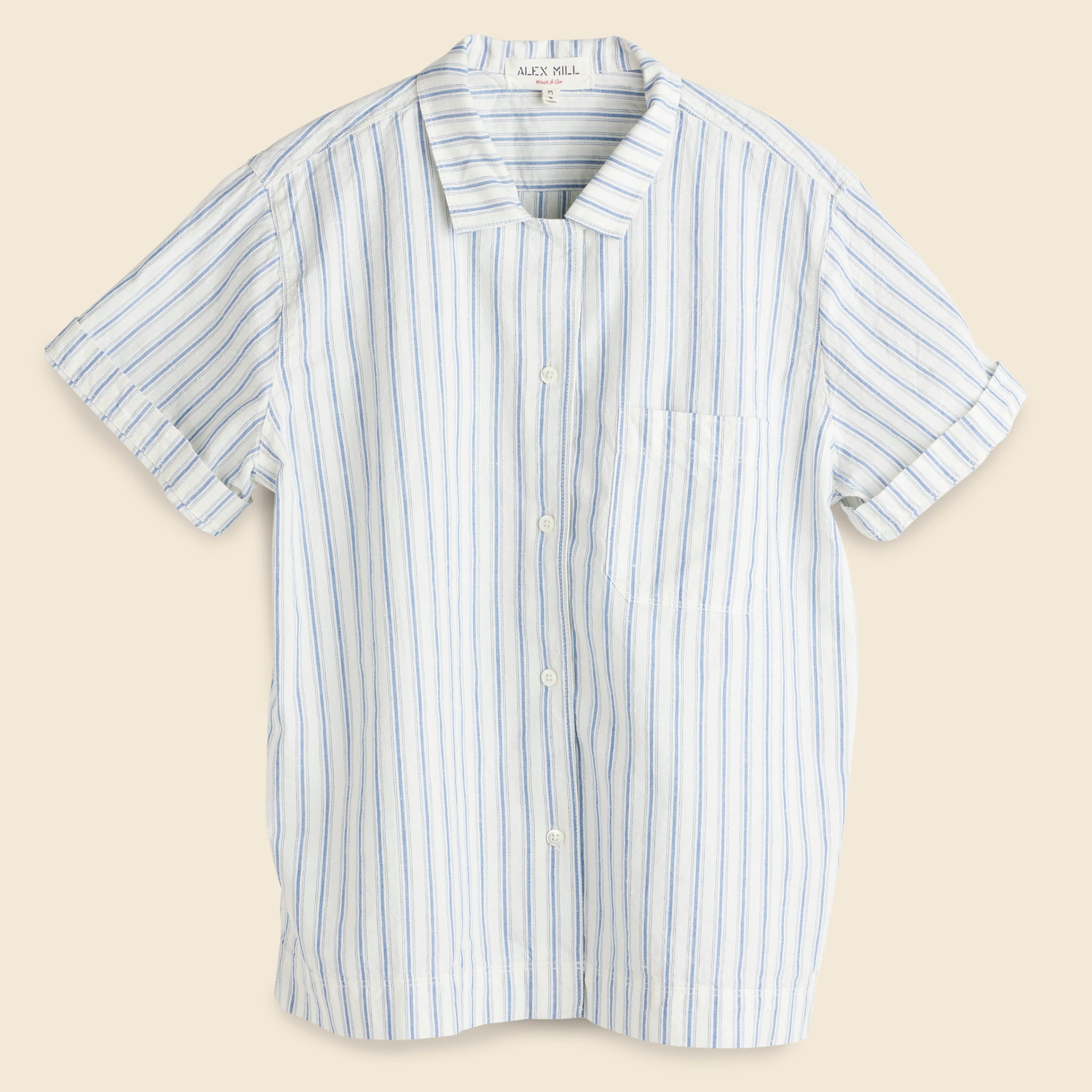 Alex Mill, Camp Shirt - Blue/Ivory Stripe