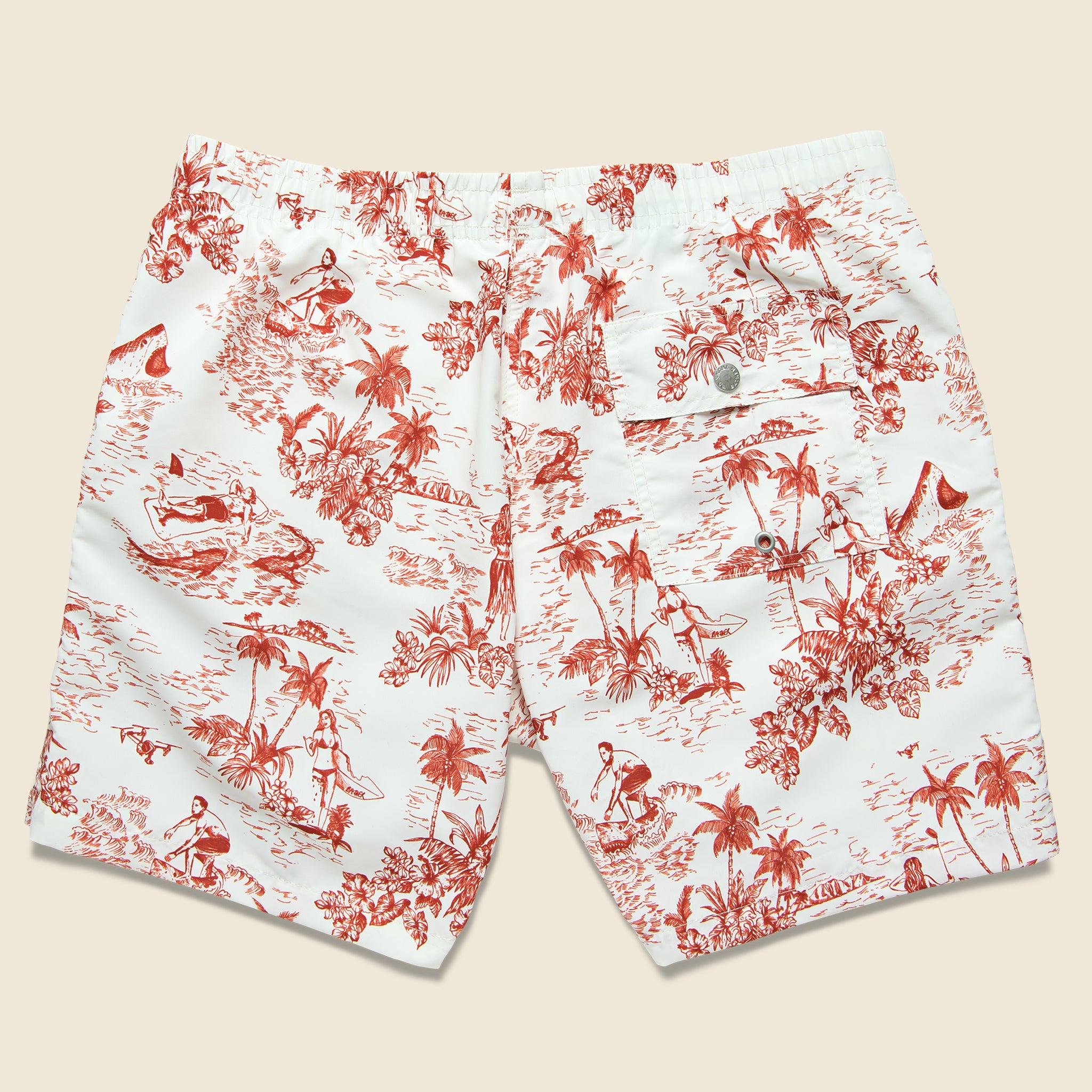 Bather Trunk Co., Canadian Toile Swim Trunk - Red/White