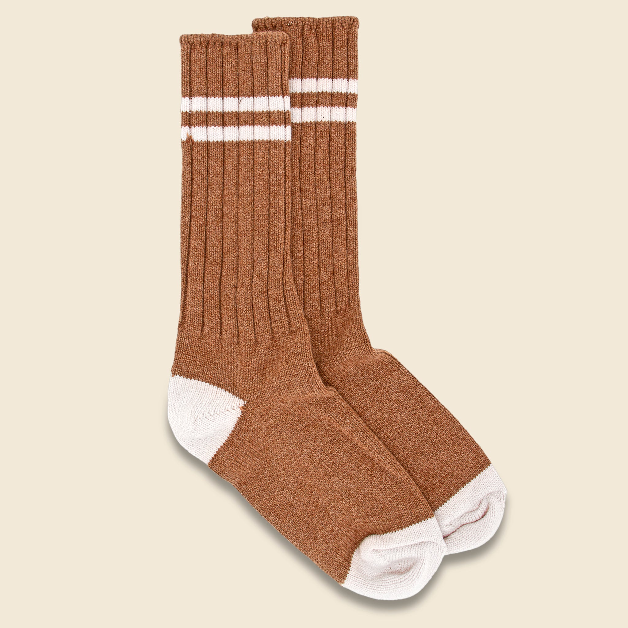 American Trench, Cashmere Double Stripe Sock - Vintage Vicuna