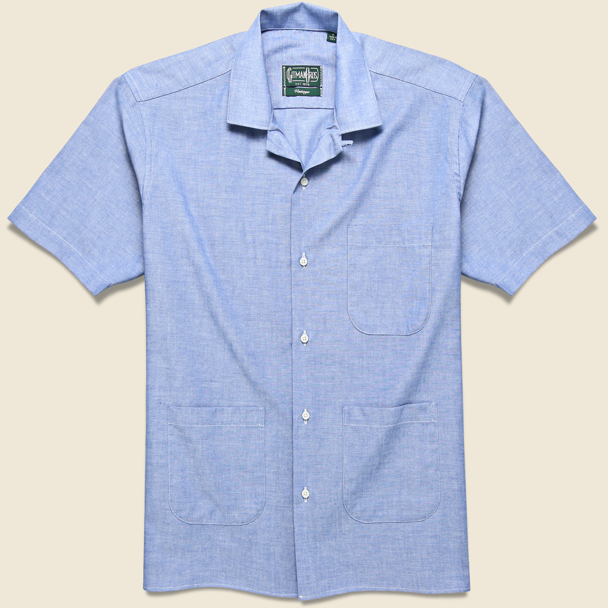 Gitman Vintage, Chambray Guayabera Shirt - Blue