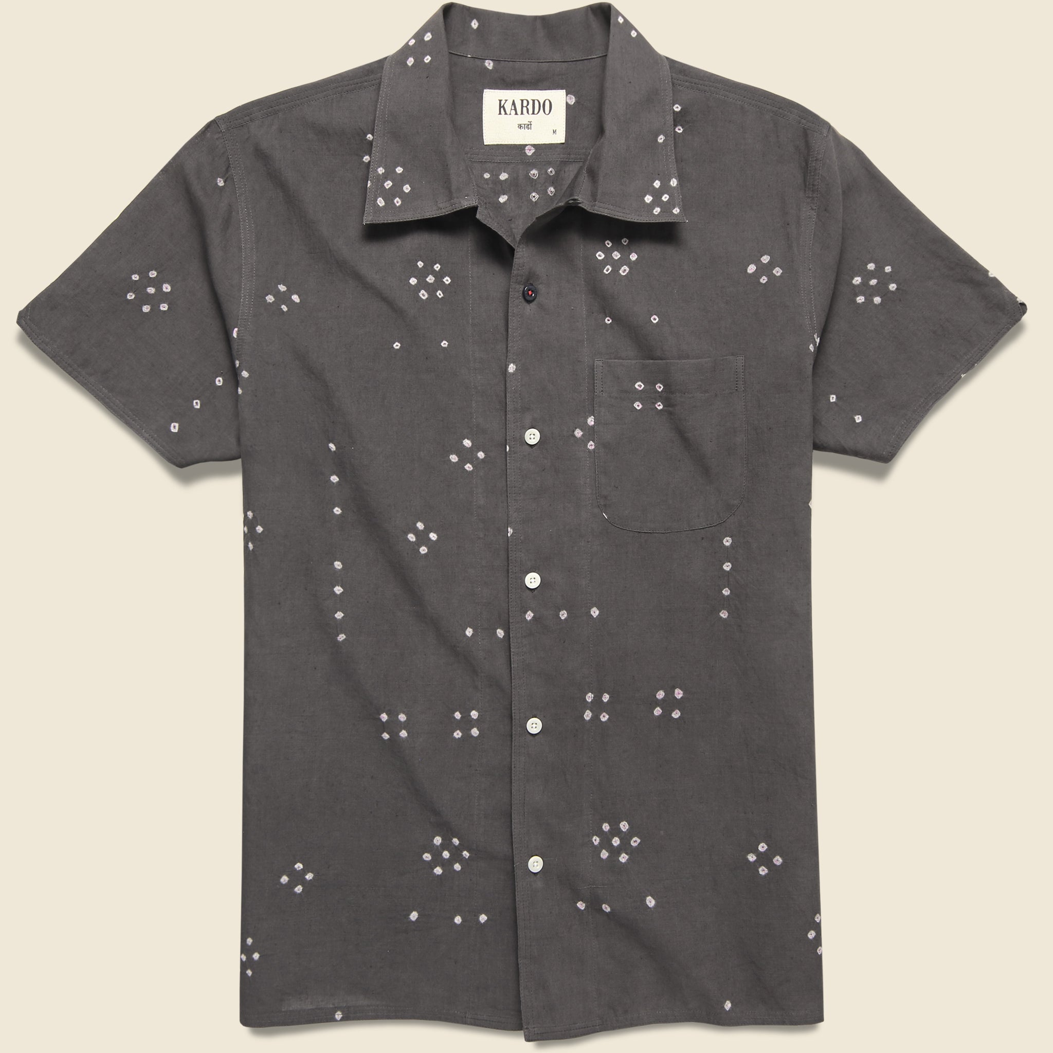 Kardo, Chintan Bandhani Dot Shirt - Charcoal