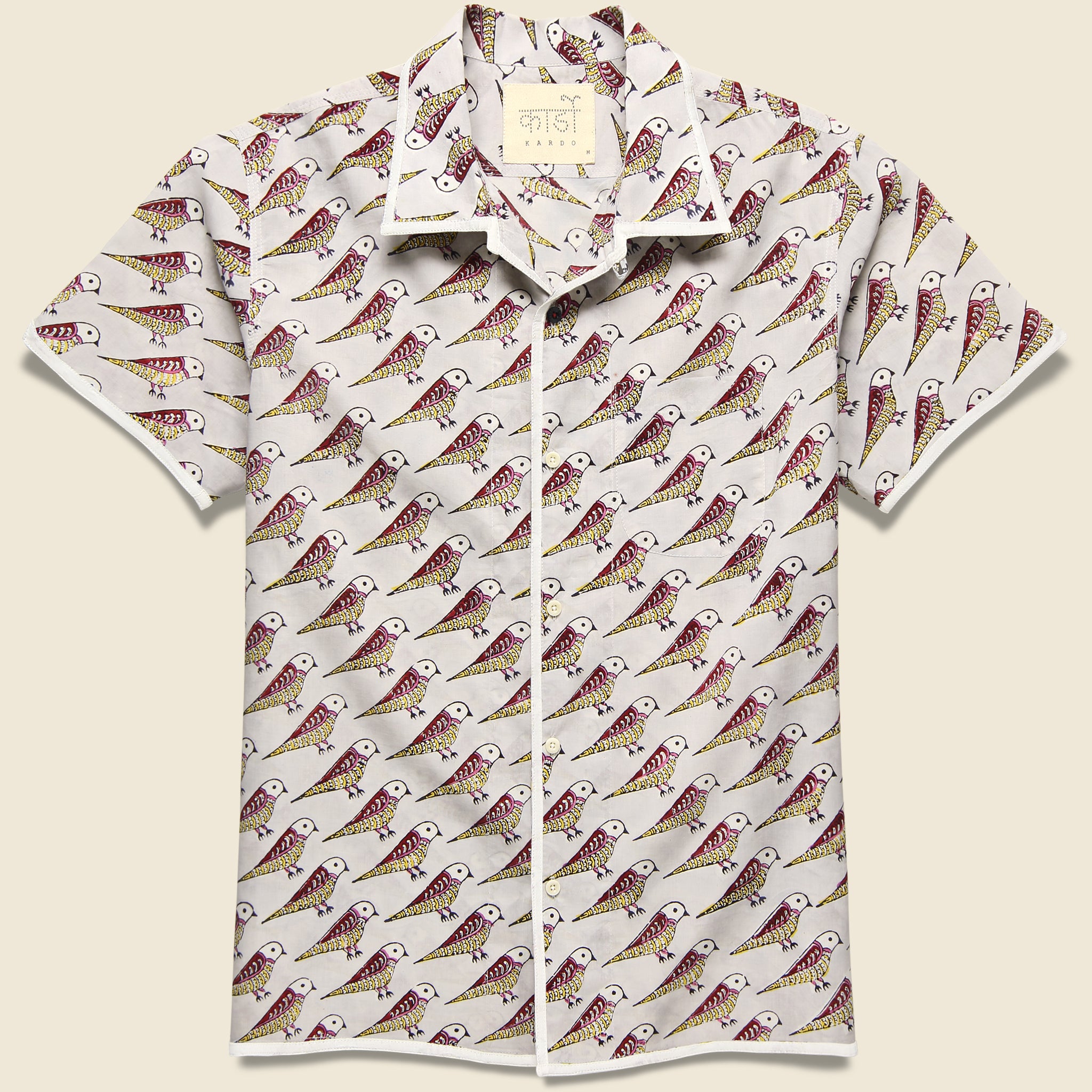 Kardo, Chintan Bird Block Print Shirt - Grey