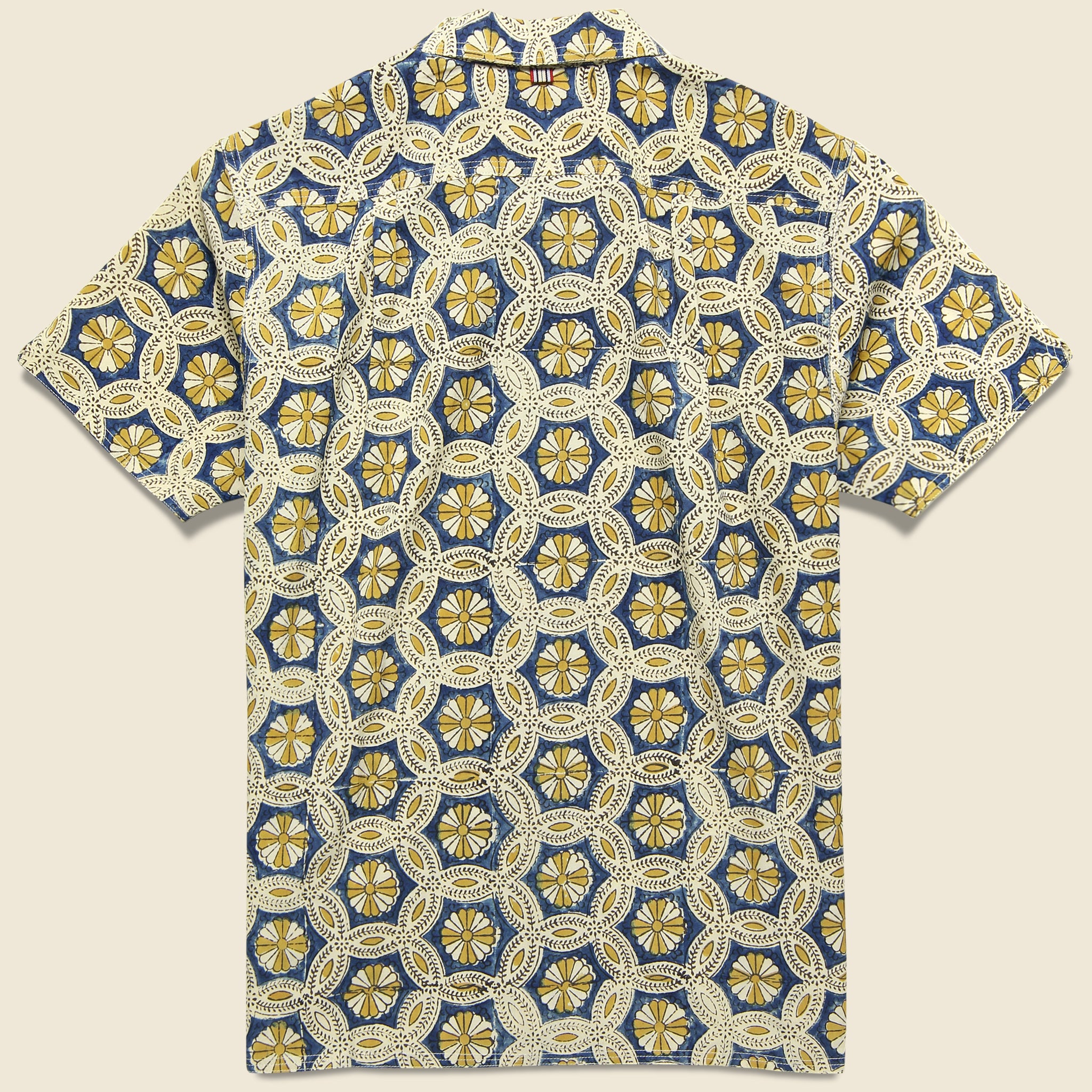 Kardo, Chintan Block Print Daisy Shirt - Gold/Indigo