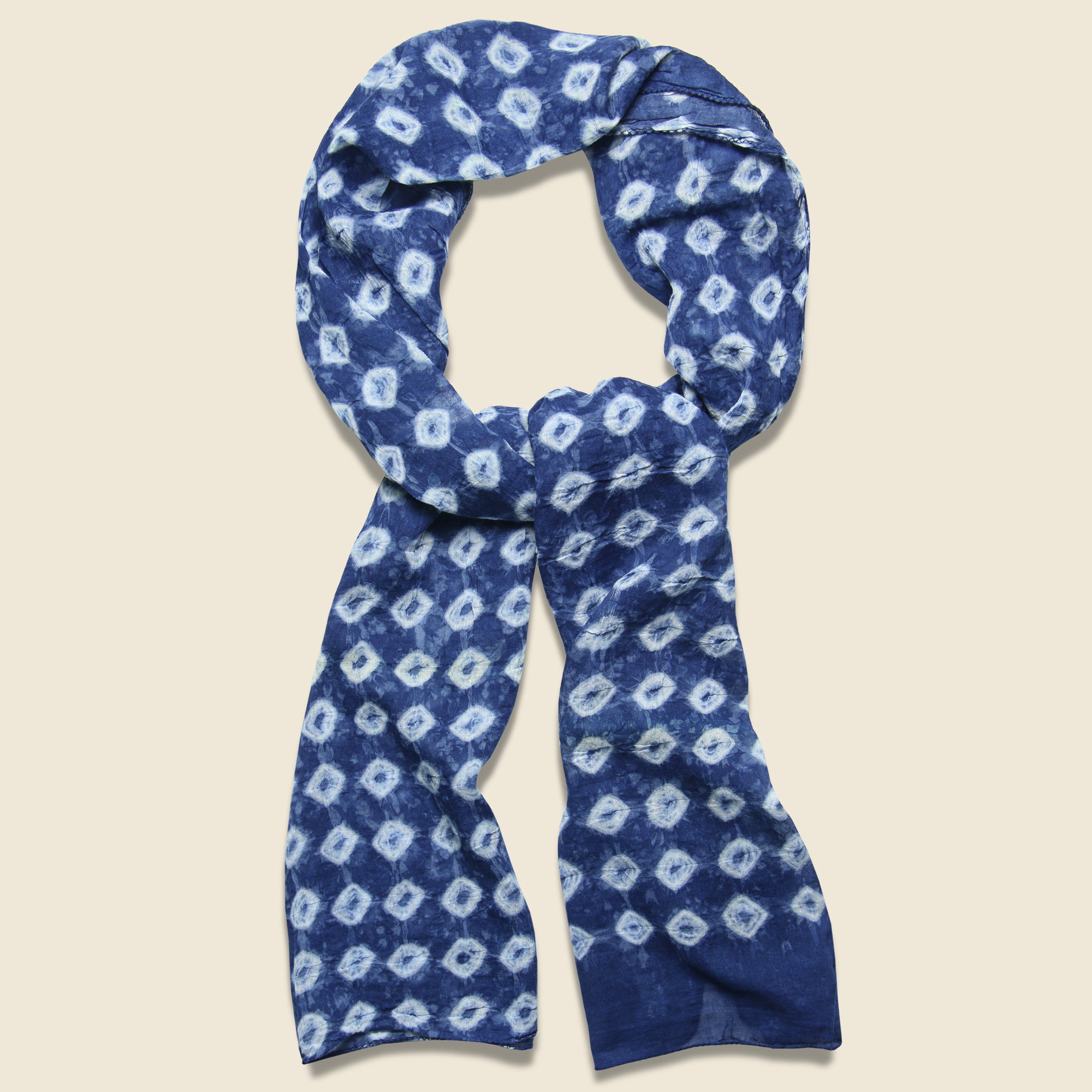 Auntie Oti, Circle Dot Scarf - Indigo