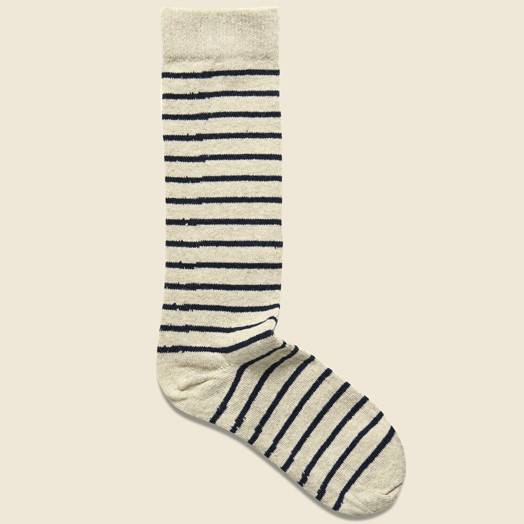 American Trench, Classic Breton Stripe Sock - Linen/White