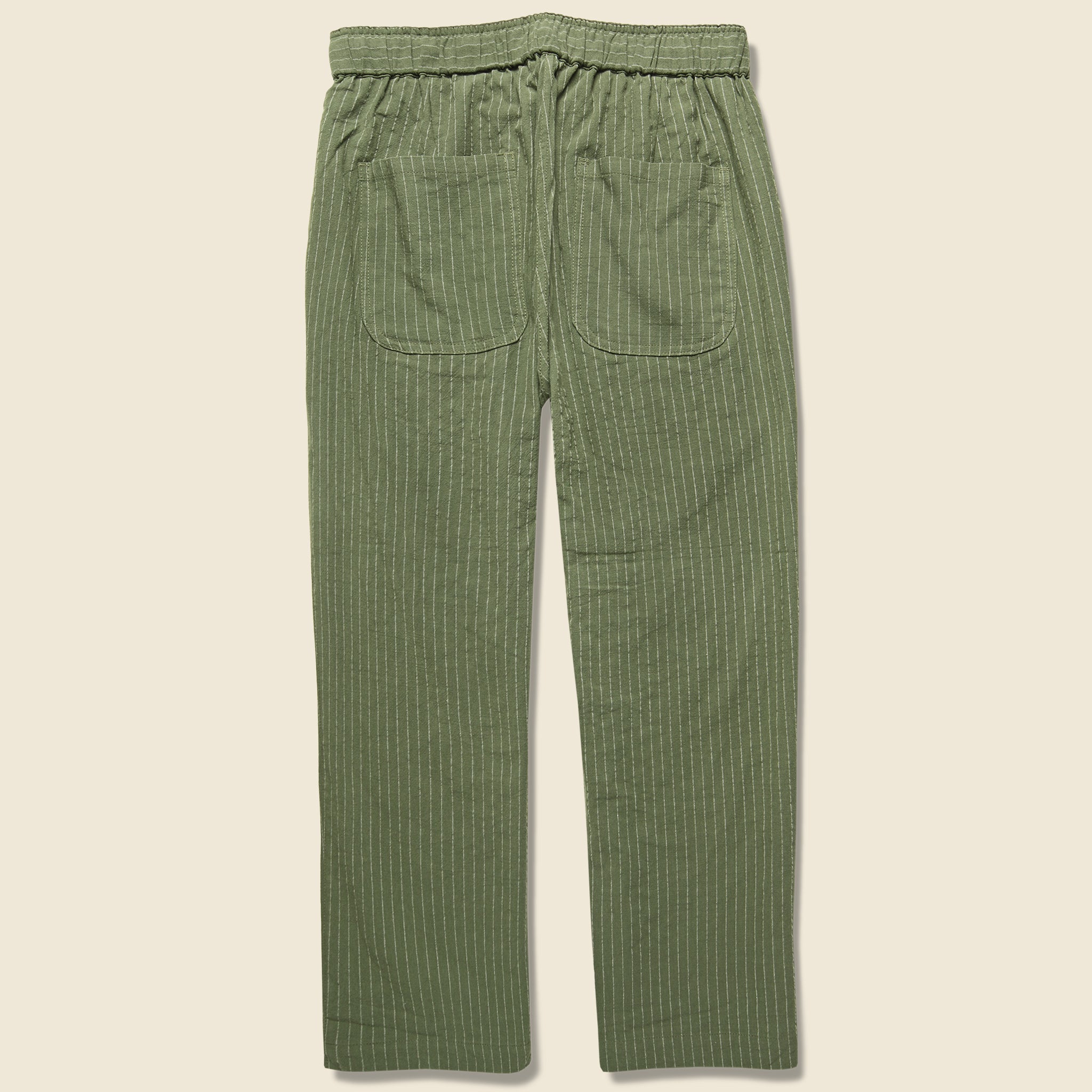 Bridge & Burn, Clipper Drawstring Pant - Olive Pinstripe