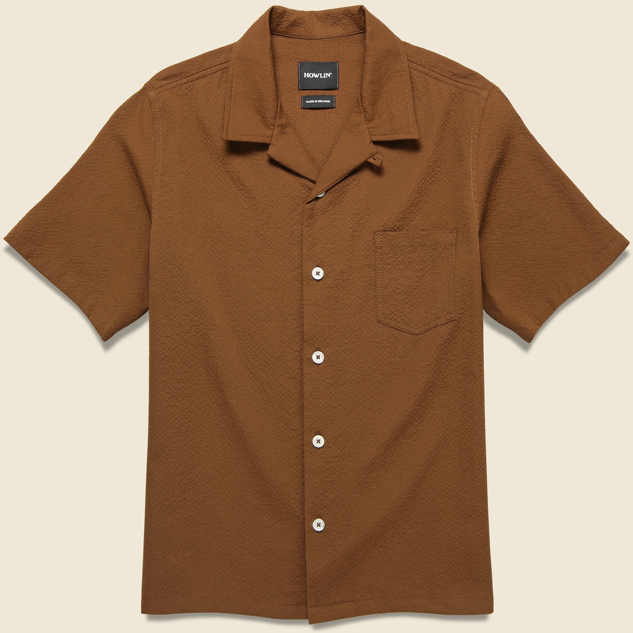 Howlin, Cocktail Seersucker Shirt - Walnut