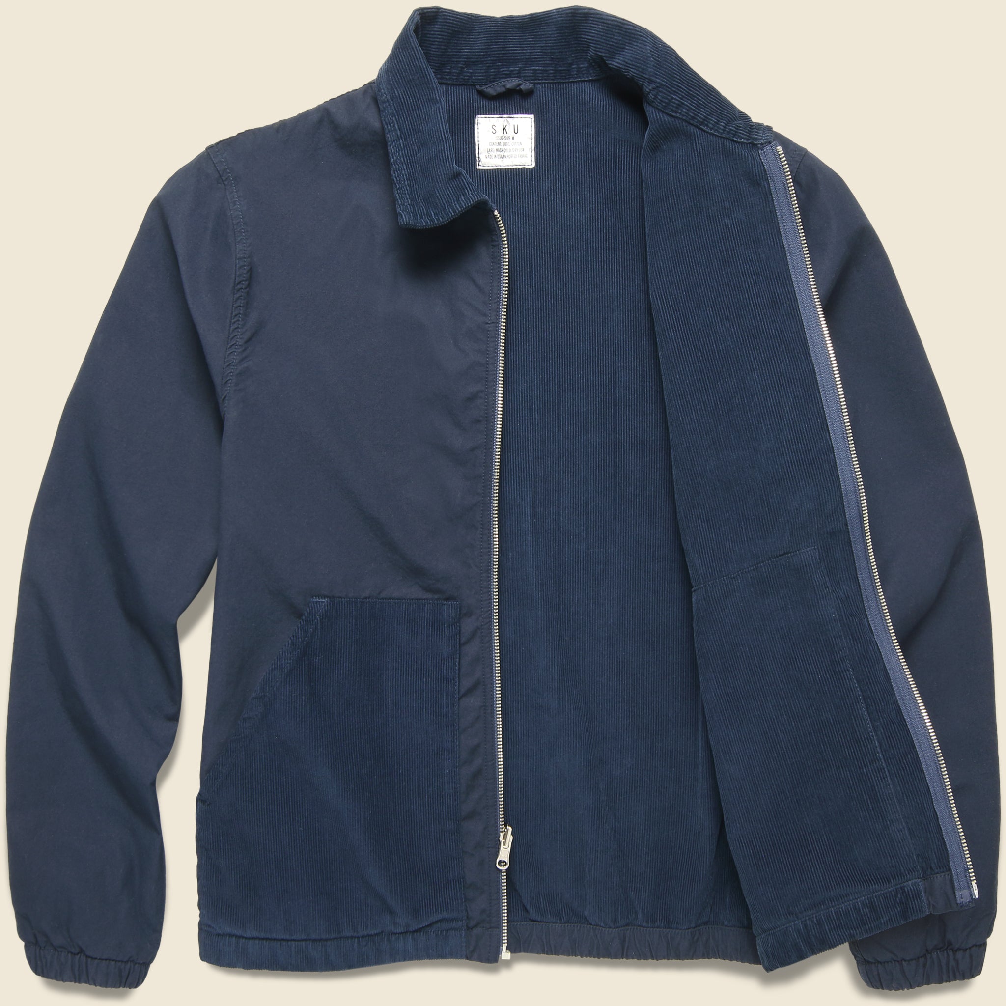 Save Khaki, Cord Lined Reversible Easy Jacket - Navy