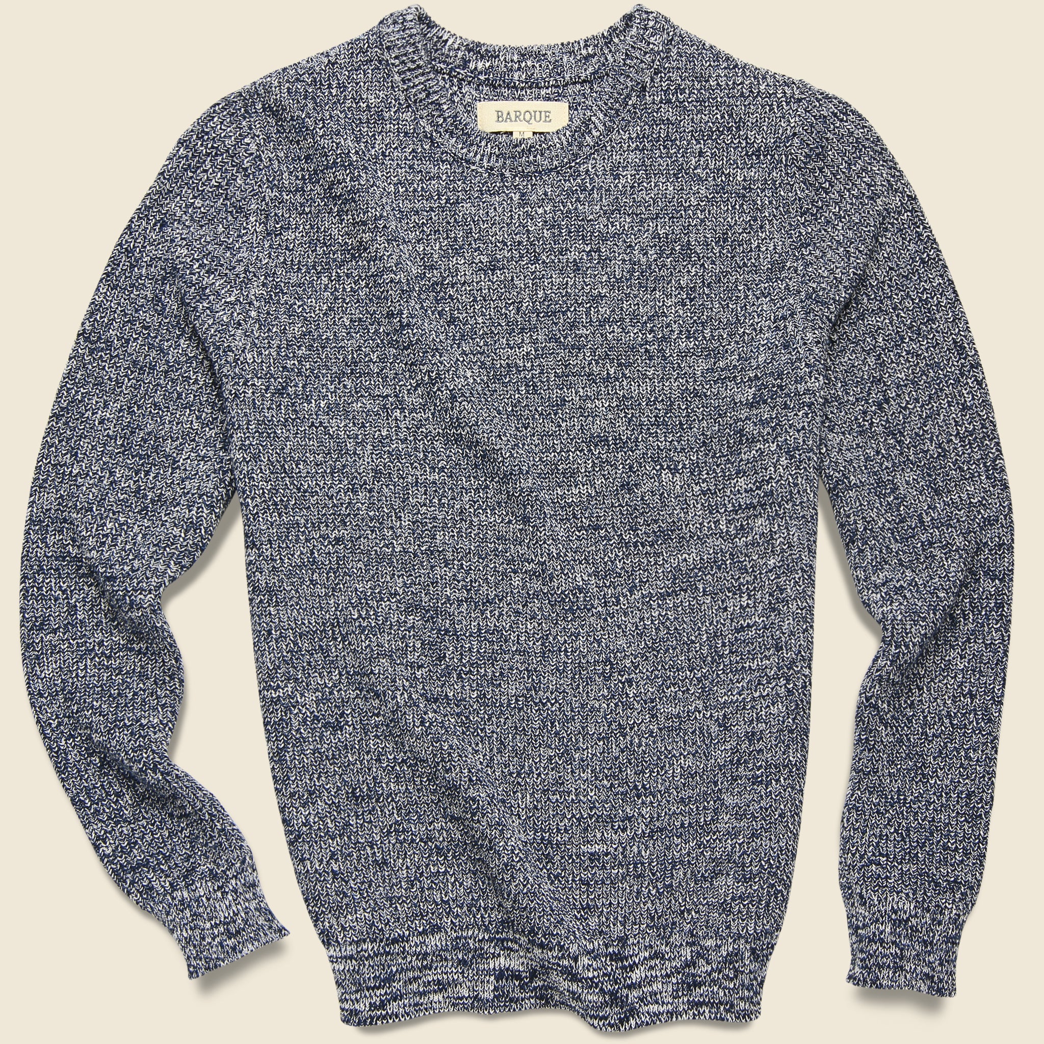 Barque, Cotton Ragg Crewneck Sweater - Navy