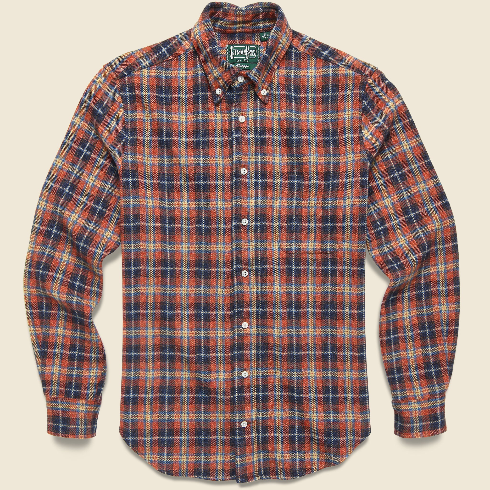 Gitman Vintage, Cotton Tweed Check Flannel - Red