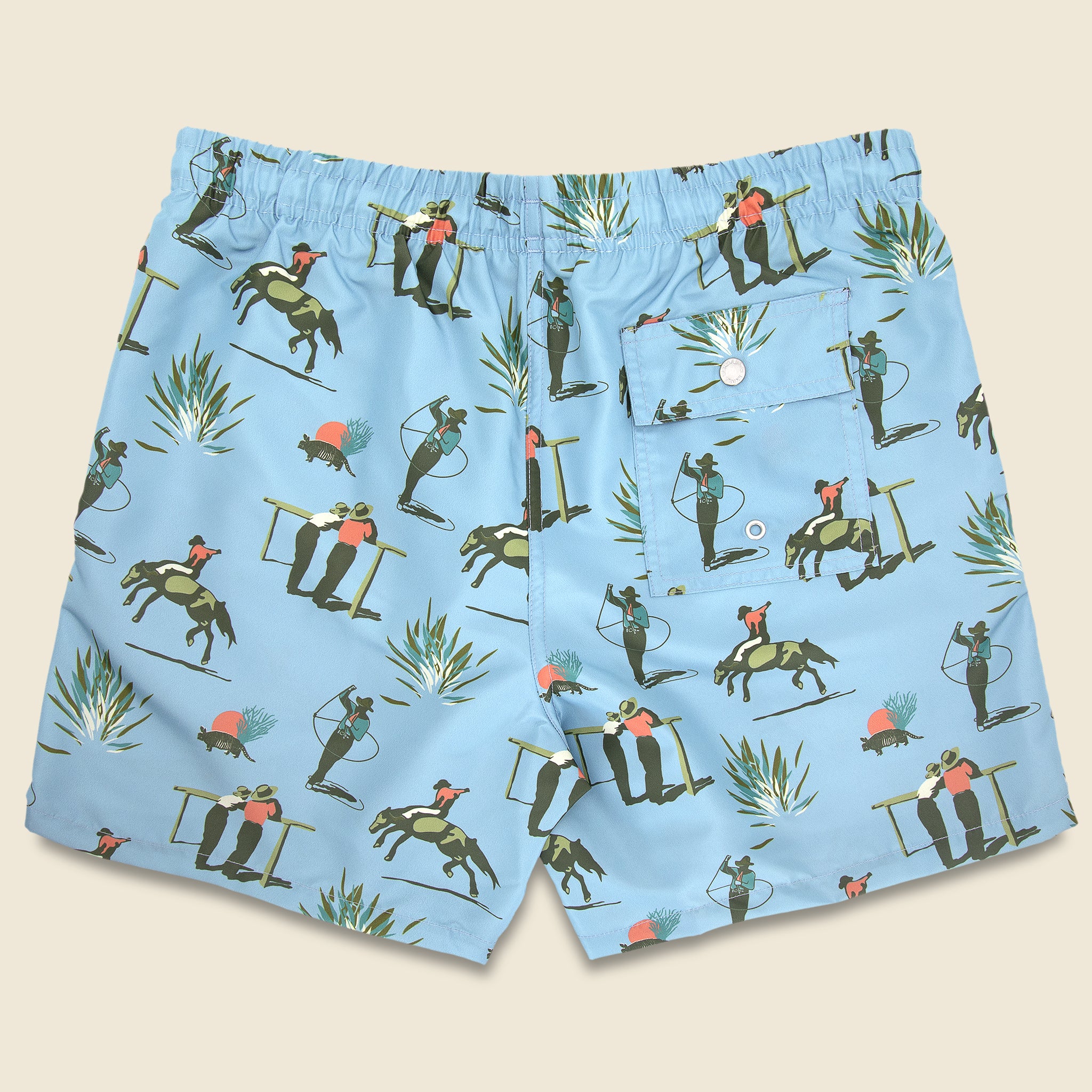 Bather, Cowboy Print Swim Trunk - Light Blue